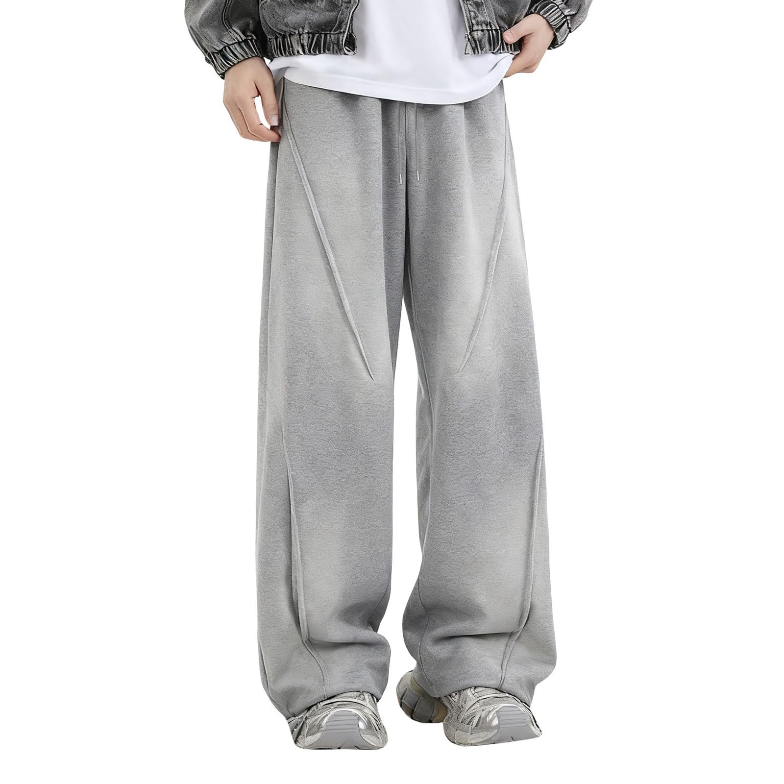Pantalon de jogging ample pour homme coupe droite confortable avec poches