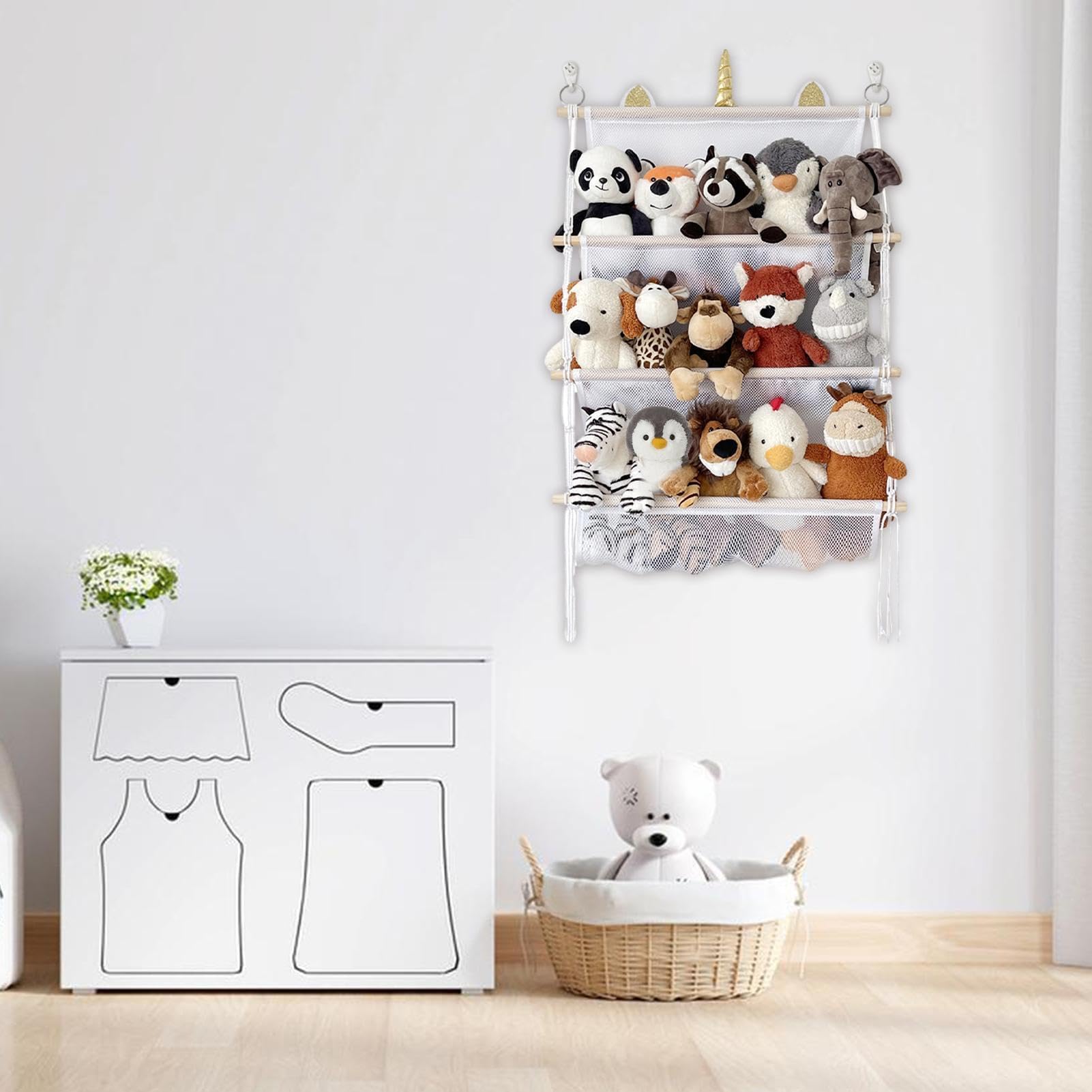 Fabric Toy Storage Net, Kids' Room Toy Organization Solution, Decorative Toy Holder