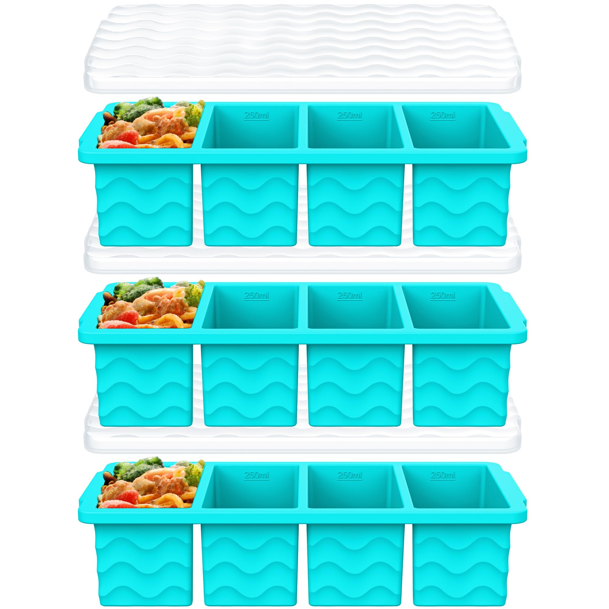 1 Cup Silicone Freezer Molds, Silicone Freezer Trays with Lid, 3-Pack