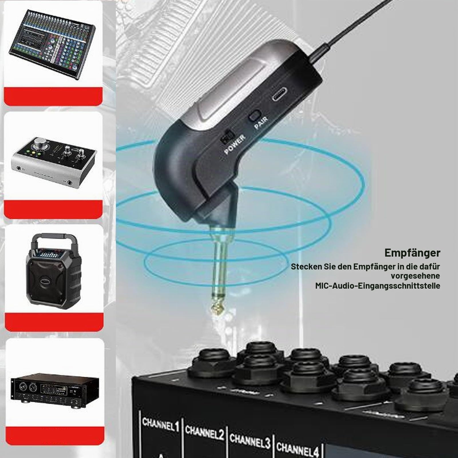 Dpofirs Akkordeon-Mikrofon | HD-Sound mit 360°-Tonabnehmer & unterdrückung, 30 m Reichweite, 6-Stunden- für Bühnen- und Live-Auftritte