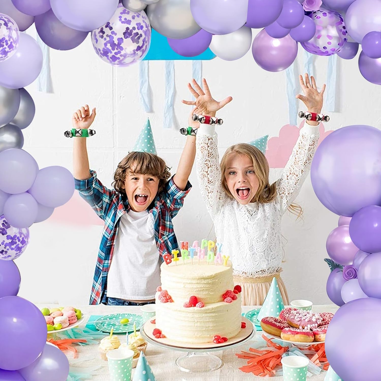 Purple Balloon Arch Kit 139pcs Lavender Balloon Arch Kit with Metallic Confetti Balloons Purple and Silver Balloons for Baby Shower Birthday Wedding Anniversary Party Decorations
