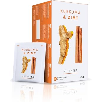 Nutra Tea Tumeric & Cinnamon - Turmeric Supports Liver & Joint Health Cinnamon Tea Helps Strengthen Blood Circulation 40 Reusable Tea Bags Turmeric & Cinnamon Herbal Tea