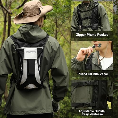 Miniatura 2 de COTATI Mochila de hidratación para correr con bolsa de agua de 2 L, mochilas ligeras para hombres y mujeres, senderismo, ciclismo, ciclismo