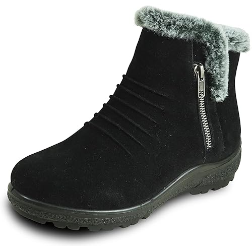 KOZI Canada Women Casual Ankle to Mid Calf Winter Boot KARLA and NINA Fur Boot Side Zipper Front Zipper Hook-and-Loop or Double Zipper Black