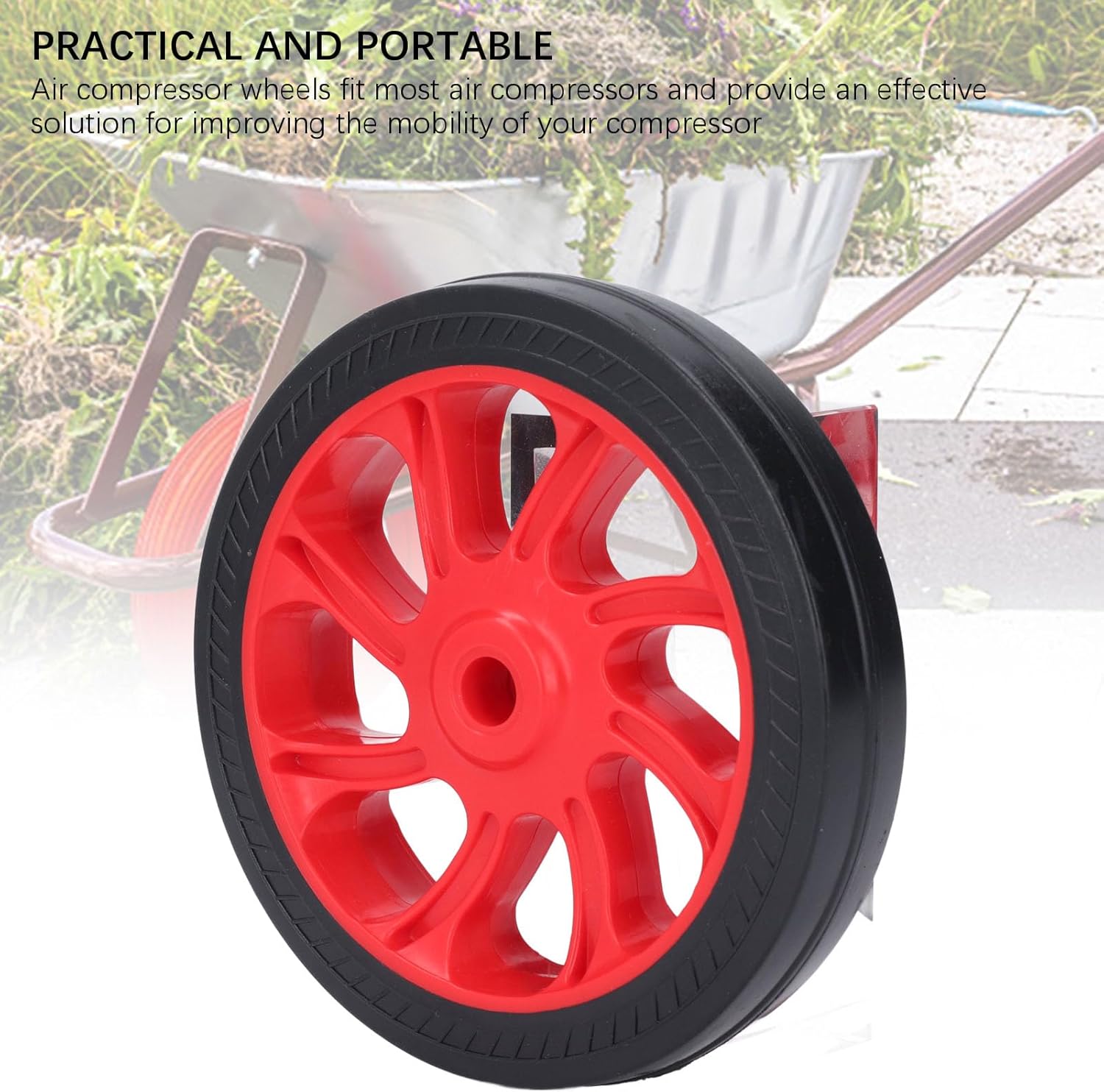Air Compressor Wheels Rubber Casters 2Pcs Universal Replacement for Easy Mobility with 12mm Dia Hole Parts Accessories