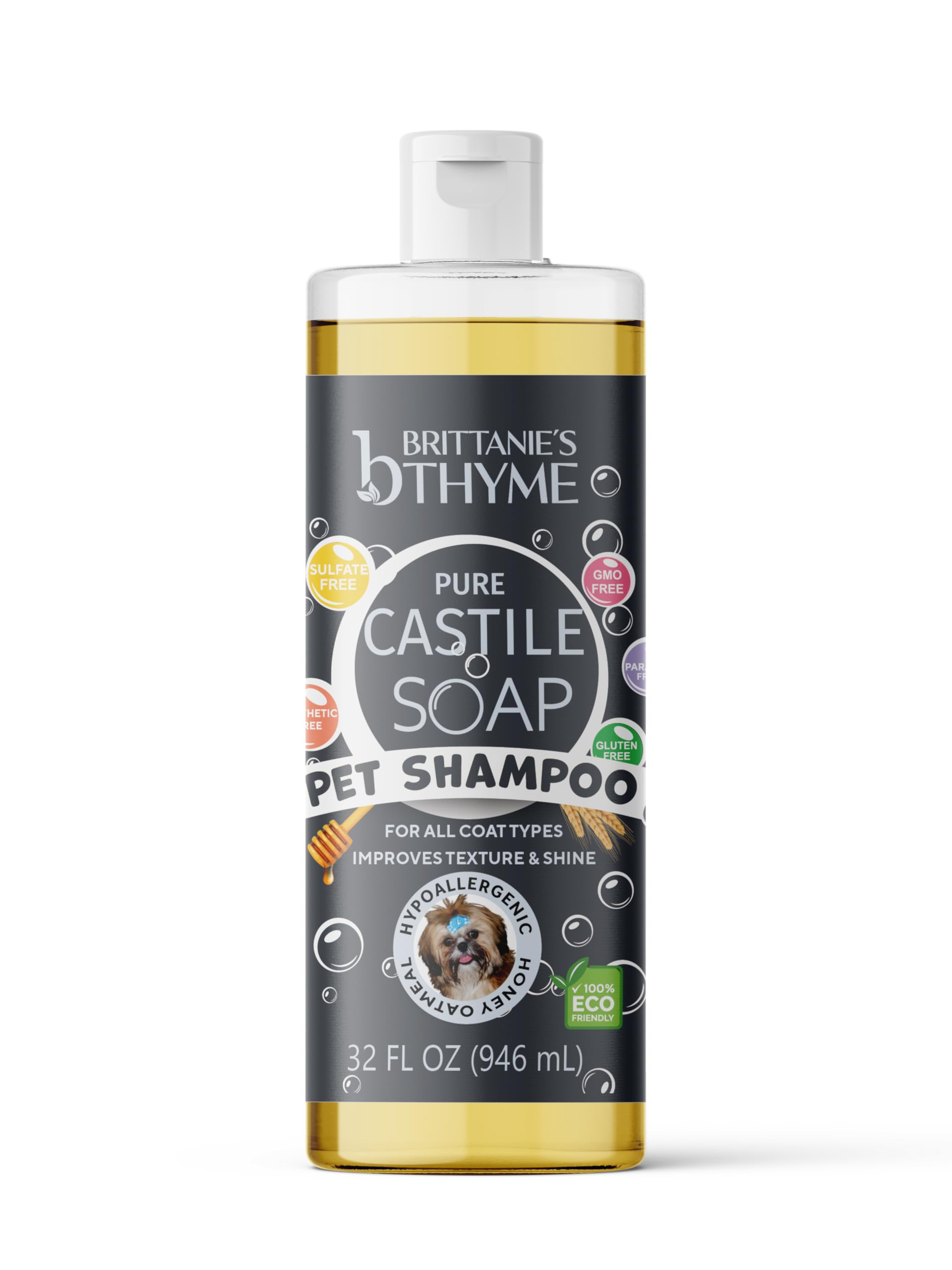 Brittanie's Natural Itchy Skin Relief Shampoo + Conditioner for Dogs & Cats | Honey & Oatmeal Oils | for Allergies and Itching | Deodorizes, Moisturizes & PH Balanced (32oz 2 Pack)