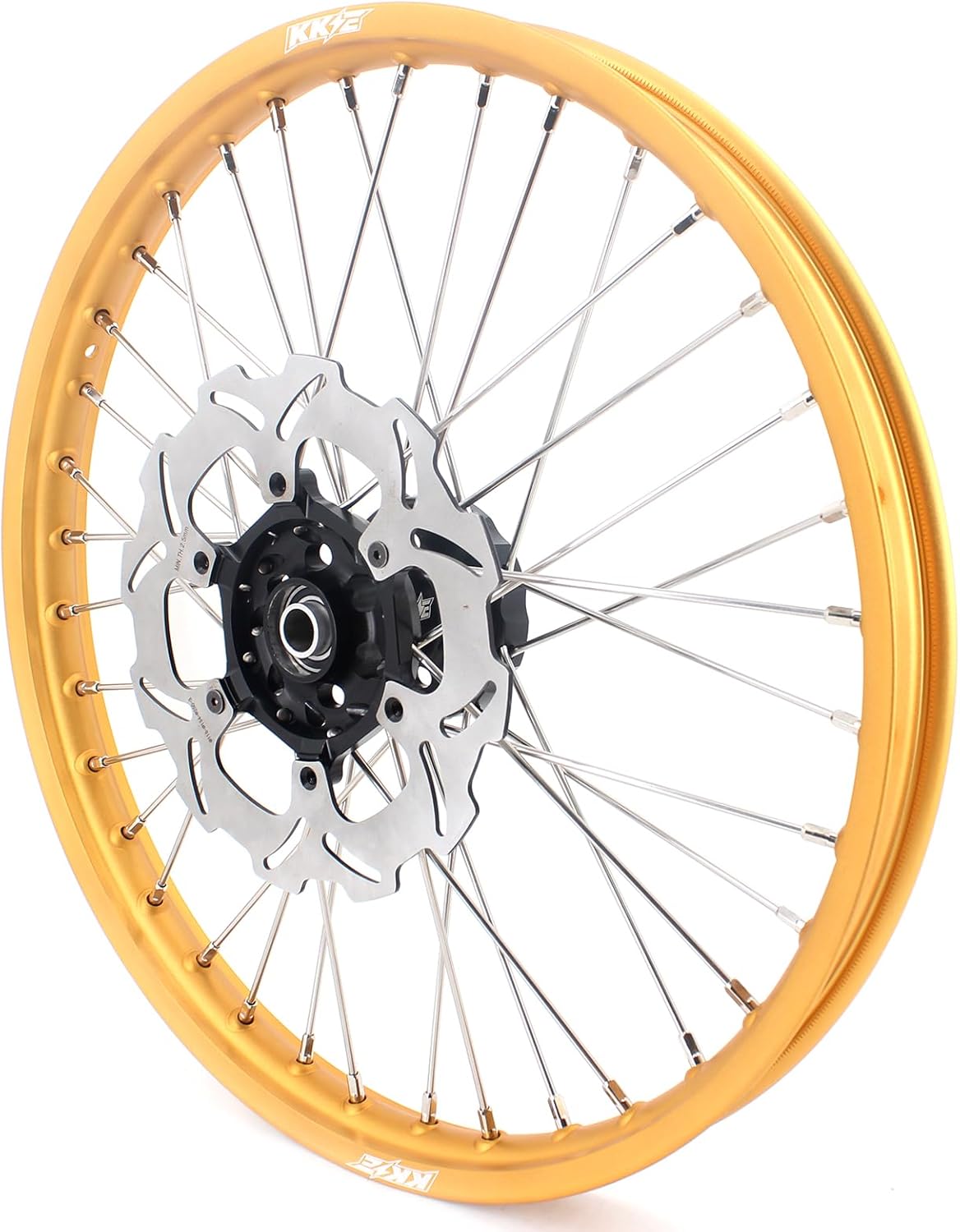 KKE 1.6 * 21 & 2.15 * 19 Mx Motorcycle Spoked Wheels Rims Set Compatible with SUZUKI RM125 1996-2000 RM250 1996-2000 With 250 Front Disc, 220 Rear Disc, Sporket,Gold Rim