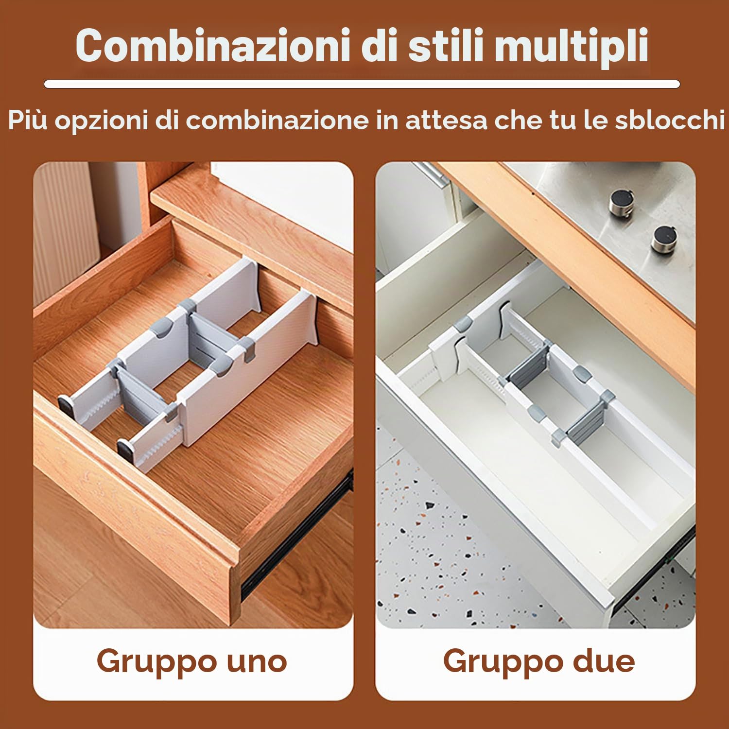 Divisori per Cassetti Cucina，Divisori per Cassetti Regolabili,Confezione da 5,Separatori Per Cassetti Lunghezza Regolabile 37,5-54 cm, Altezza 10 cm,Camera da Letto, Cassettiera, Ufficio