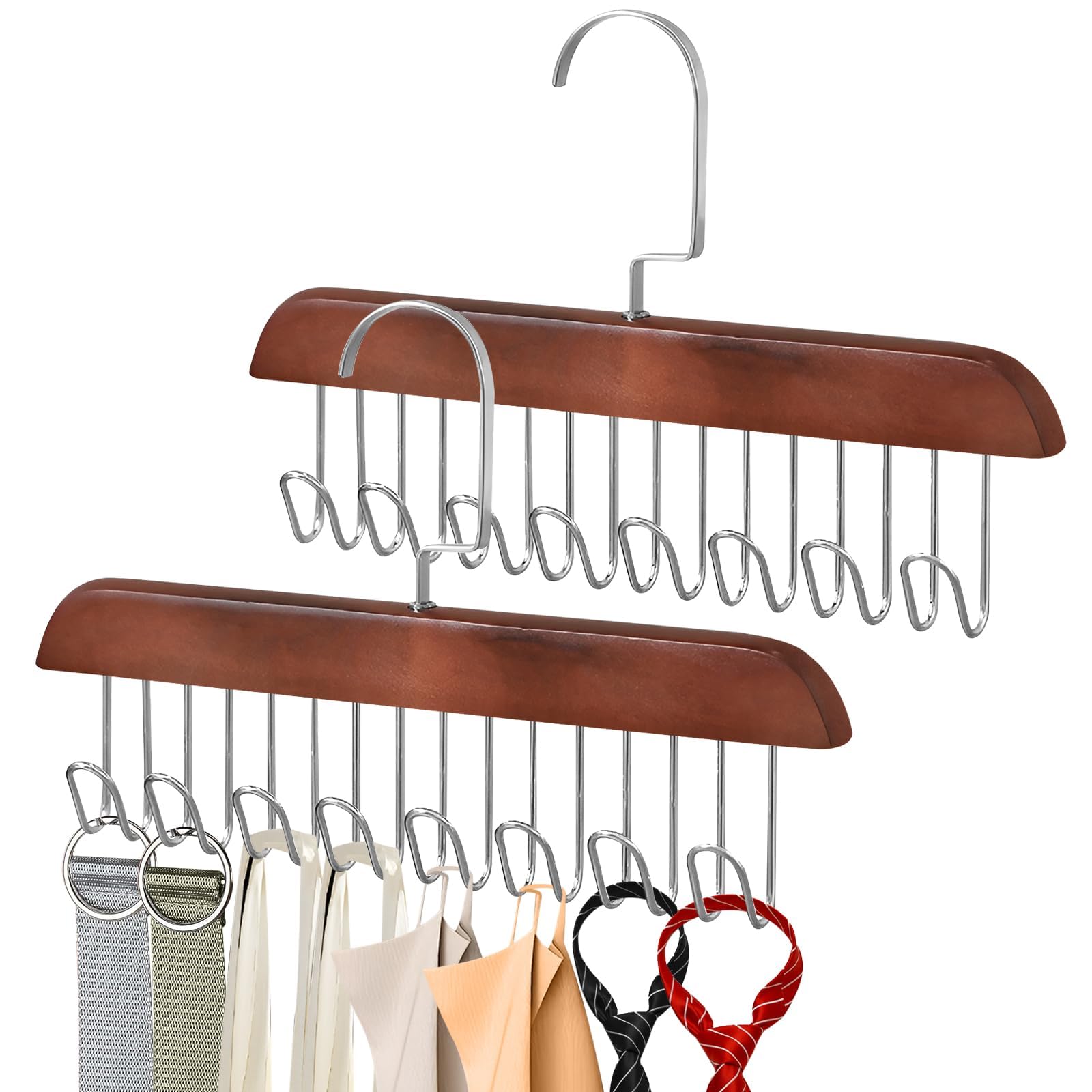 10 slot porta-cravatte, cinture, sciarpe, organizer robusto in plastica