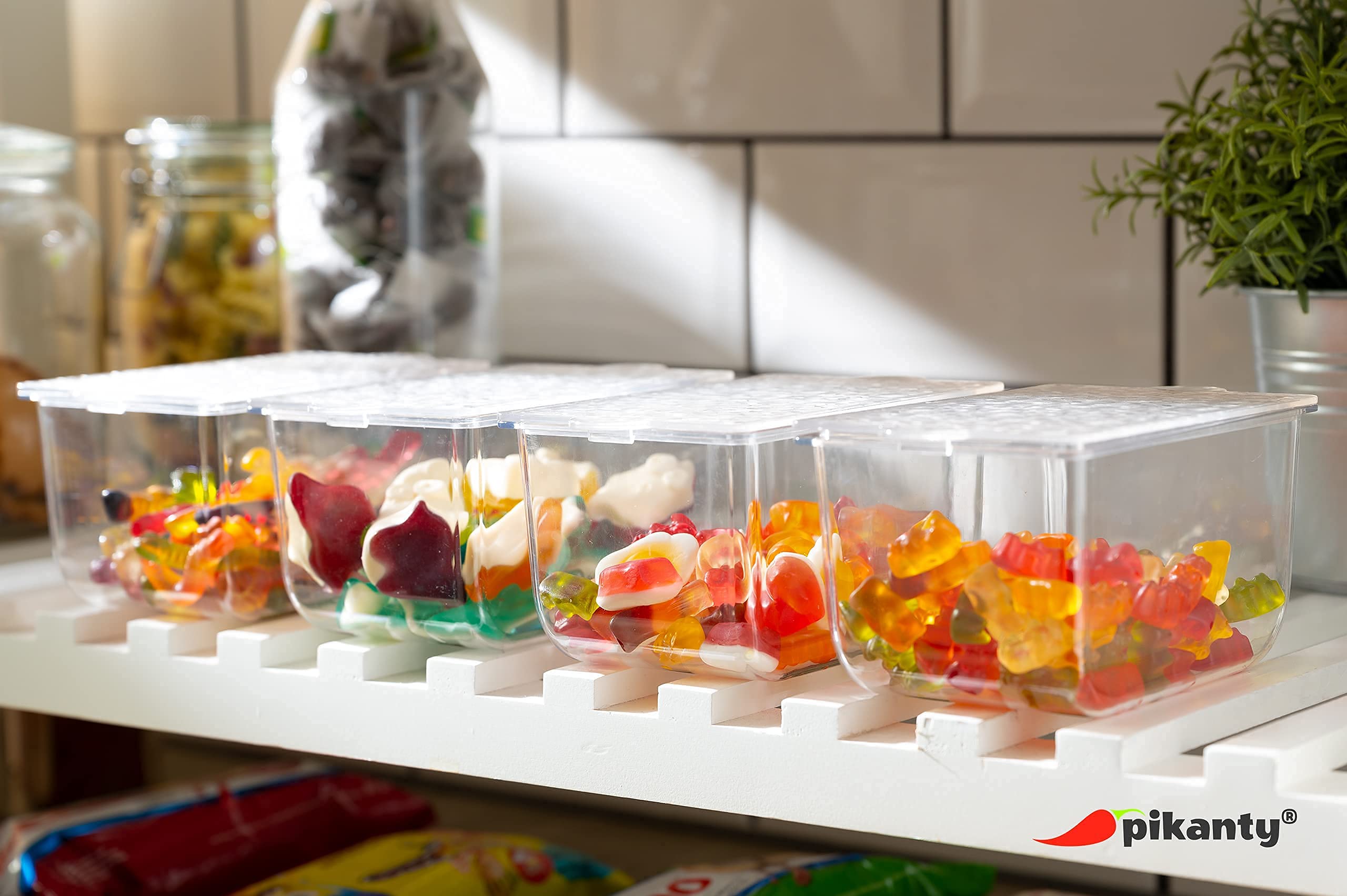 Pikanty - Servidor de condimentos con recipientes y tapas extraíbles | 15 x 5.5 x 3 pulgadas | Fabricado en Estados Unidos