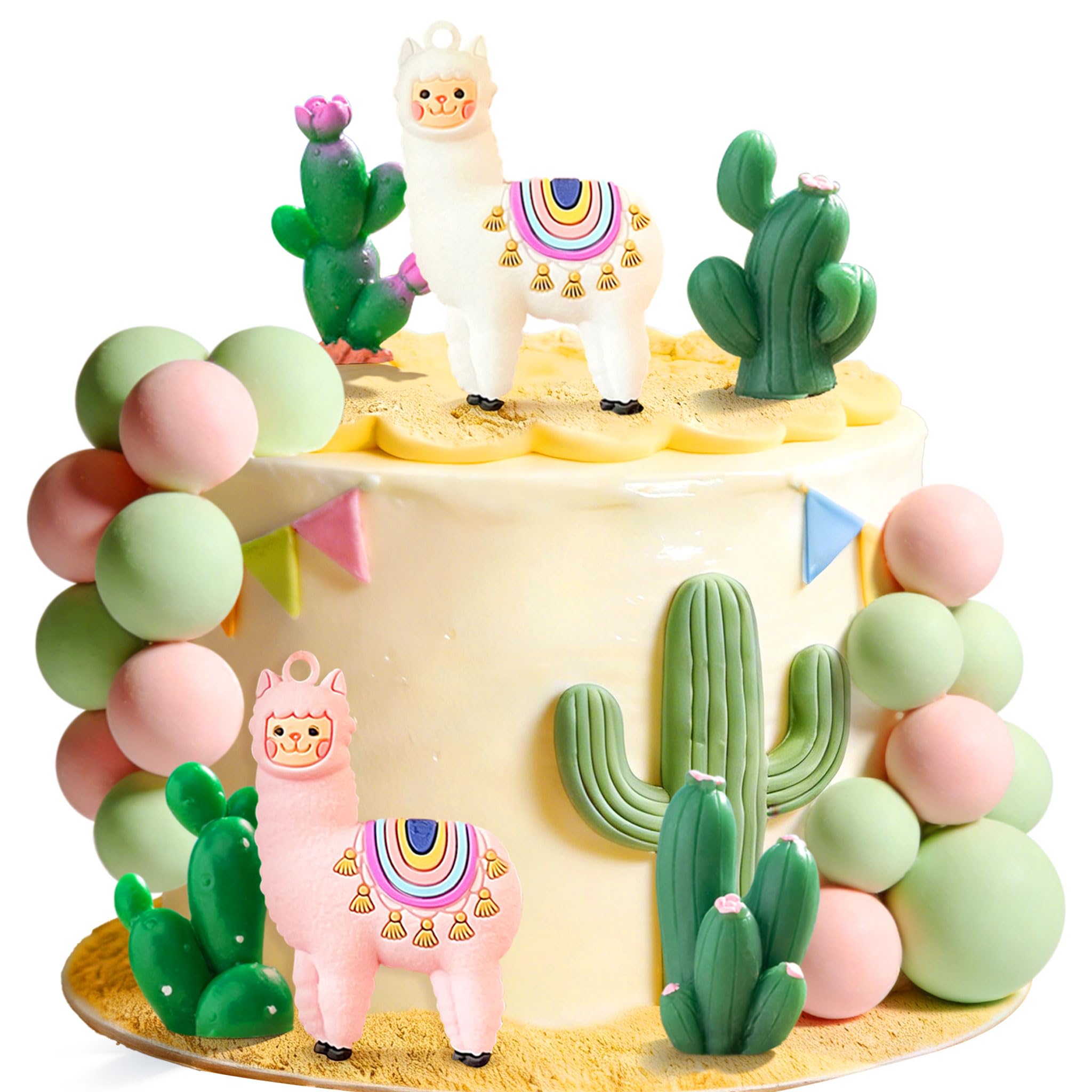 Llama Cactus Alpaca Cactus Cake Topper Decorations for Mexican Fiesta Birthday Baby Shower Cinco De Mayo Party Supplies - Image 7