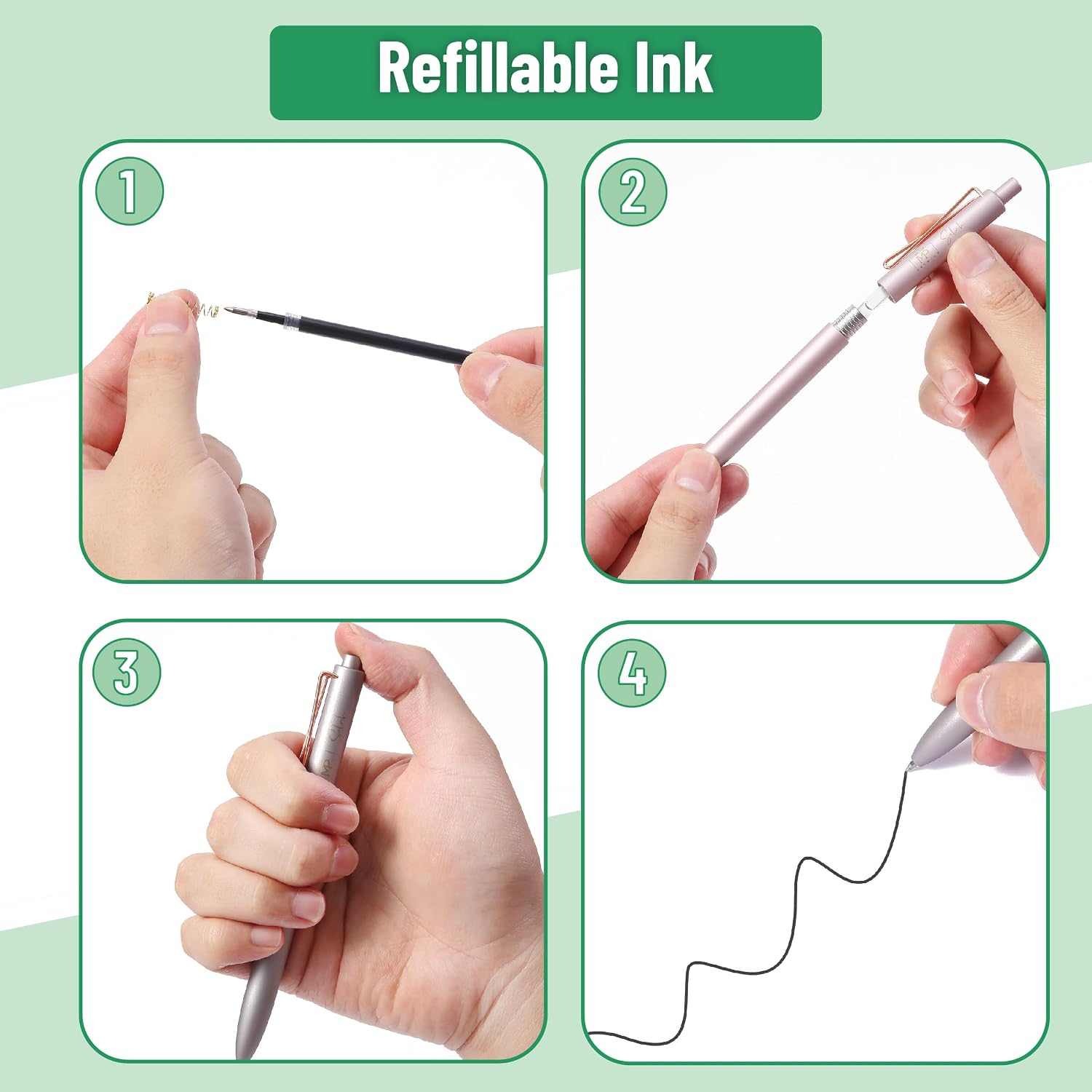 Mr. Pen- Retractable Gel Pens, 6 Pack, Black Ink, Metallic Colorful Barrels image 5
