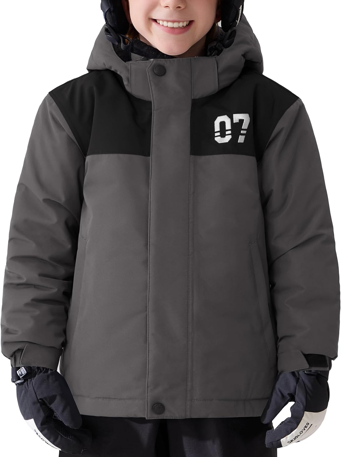 FREE SOLDIER Boys Girls Waterproof Ski Jacket Fleece Lined Warm Winter Snow Coat Kids Winter Jacket with Detachable Hood