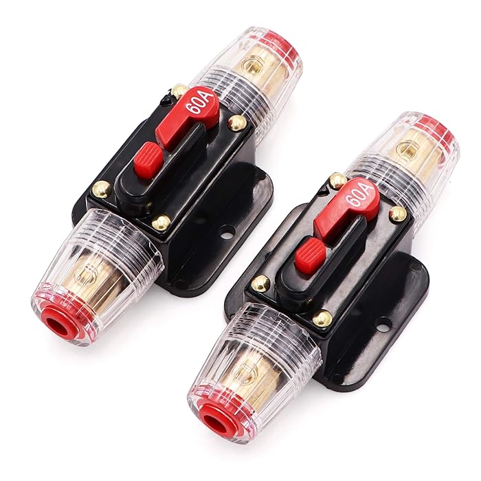 Buy 60A Audio Inline Circuit Breaker Reset Fuse PowMr Reset Fuse Holder