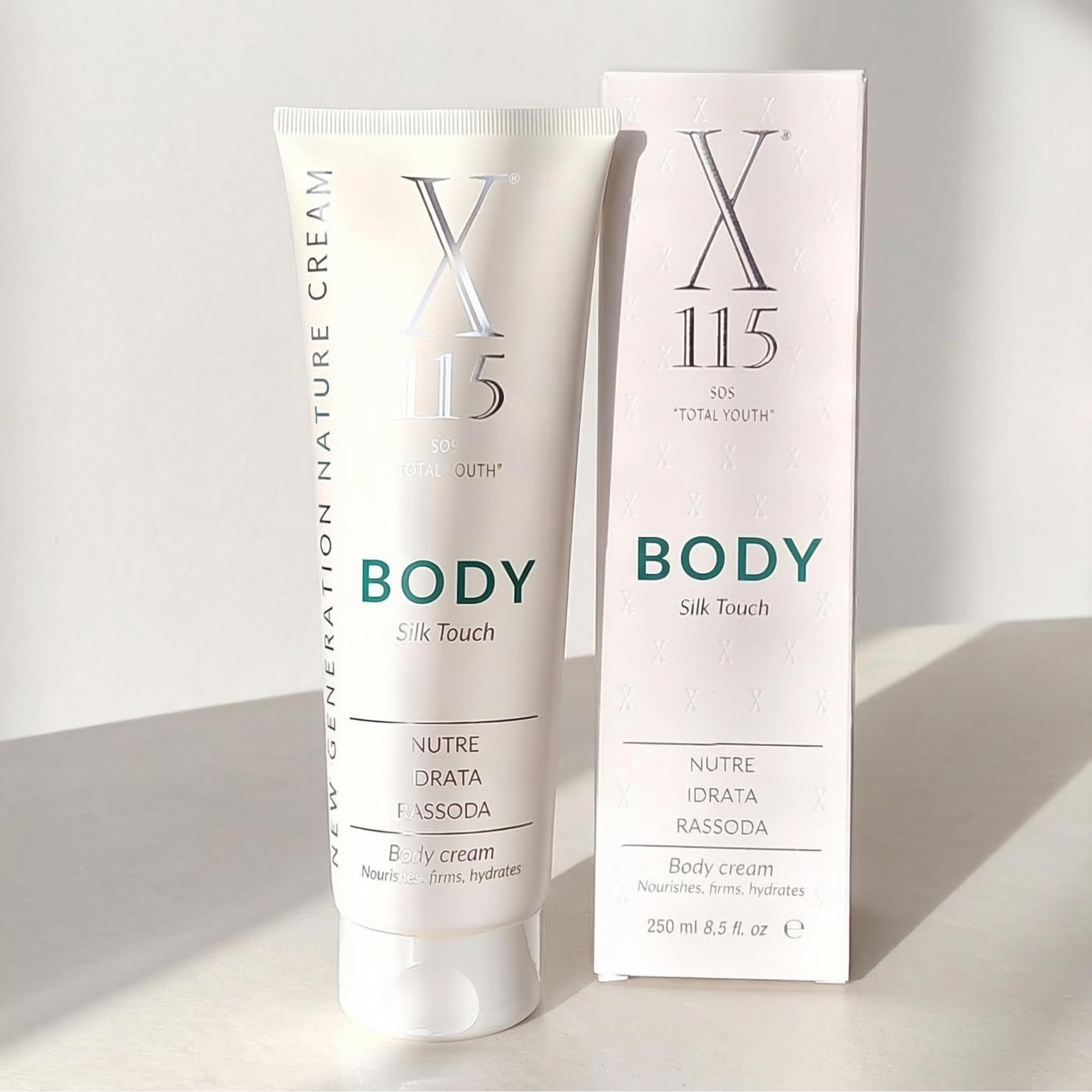 X115 BODY | Crema Corporal | HIDRATANTE, REAFIRMANTE, ANTIEDAD | hombre y mujer | Con ácido hialurónico, Complejo antigrasa, aceite de germen de trigo | 250 ml