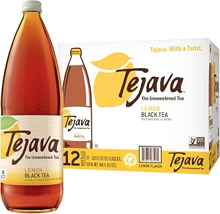 Lemon Black Iced Tea, 12 Pack, 1 Liter Glass Bottles, Unsweetened, Non-GMO, Kosher, No Sugar or Sweeteners, No calories, No Preservatives, Brewed in Small Batches