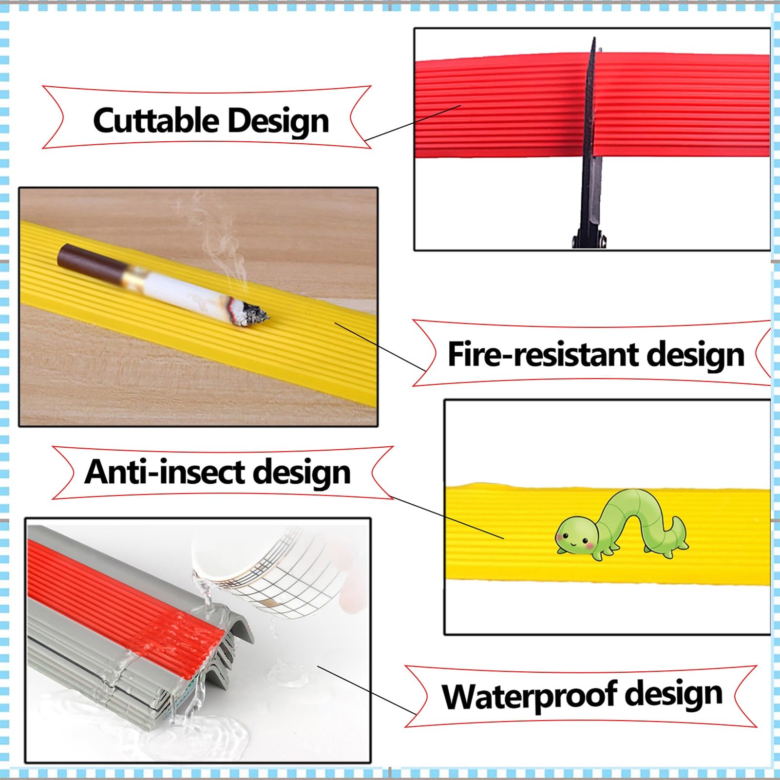 Nastro antiscivolo per bordi delle scale, in gomma vinilica adesiva per interni ed esterni, 6 x 3 cm, strisce antiscivolo per gradini per scale, impugnatura di sicurezza per scale