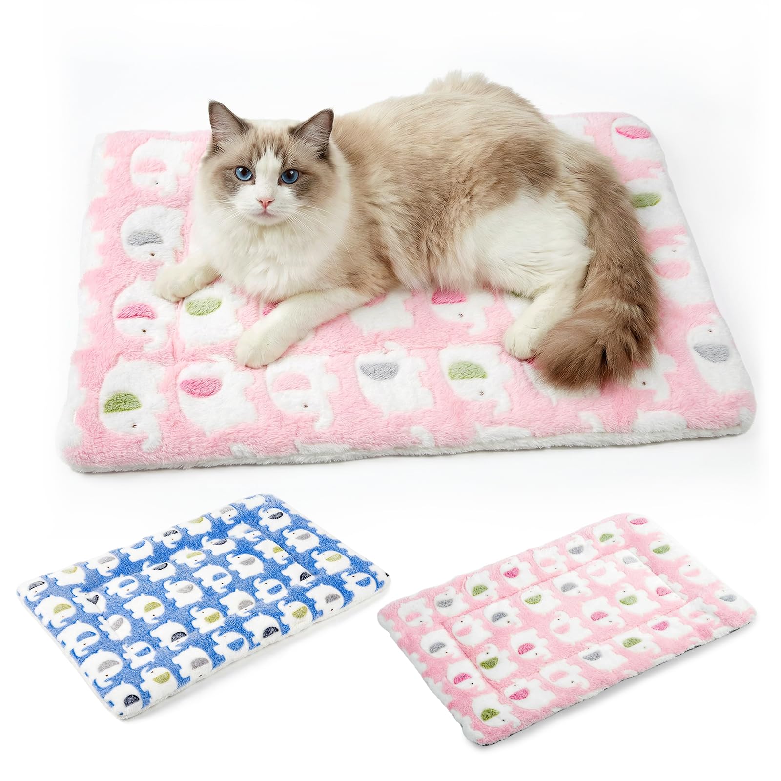 MICOOYO Lit pour Chien 2 PCS, Matelas Lavable pour Chien, Tapis imperméable pour Petits Chiens, Chats et Chiots, Couverture Polaire pour cochons d'Inde, Lapins, écureuils et Hamsters (M, 61 x 41 cm)