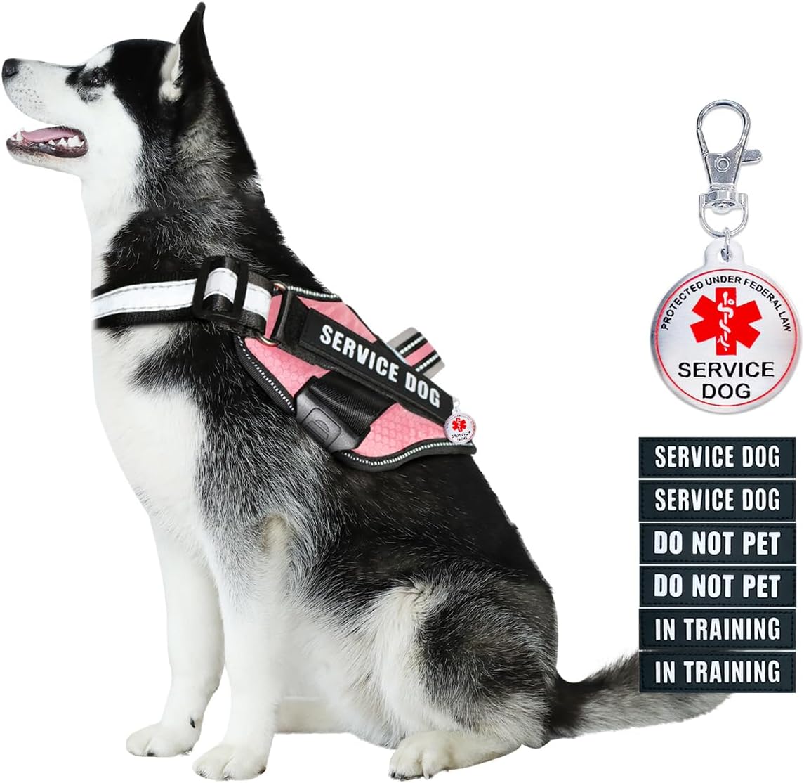 Service Dog Vest+Service Dog Tag+6 Patches, Bestalk Lightweight in Training Dog Harness, Reflective Do Not Pet Dog Vests with Soft Padded Handle for Small, Medium, Large Dogs