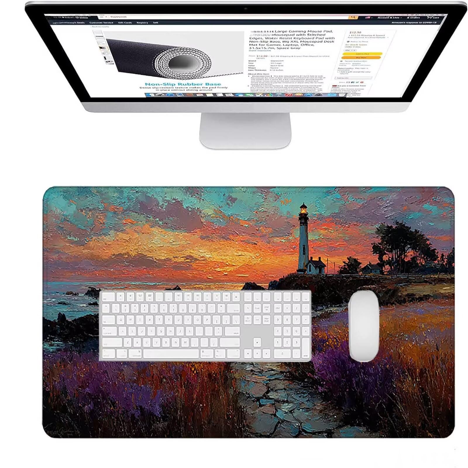 Podkładka pod mysz XXL 1200 x 600 x 3 mm, różowa zmywalna podkładka pod mysz, akcesoria do gier reflektorów, z antypoślizgową gumową podstawą na biurko do komputera, pracy, domu, prezent dla mężczyzn