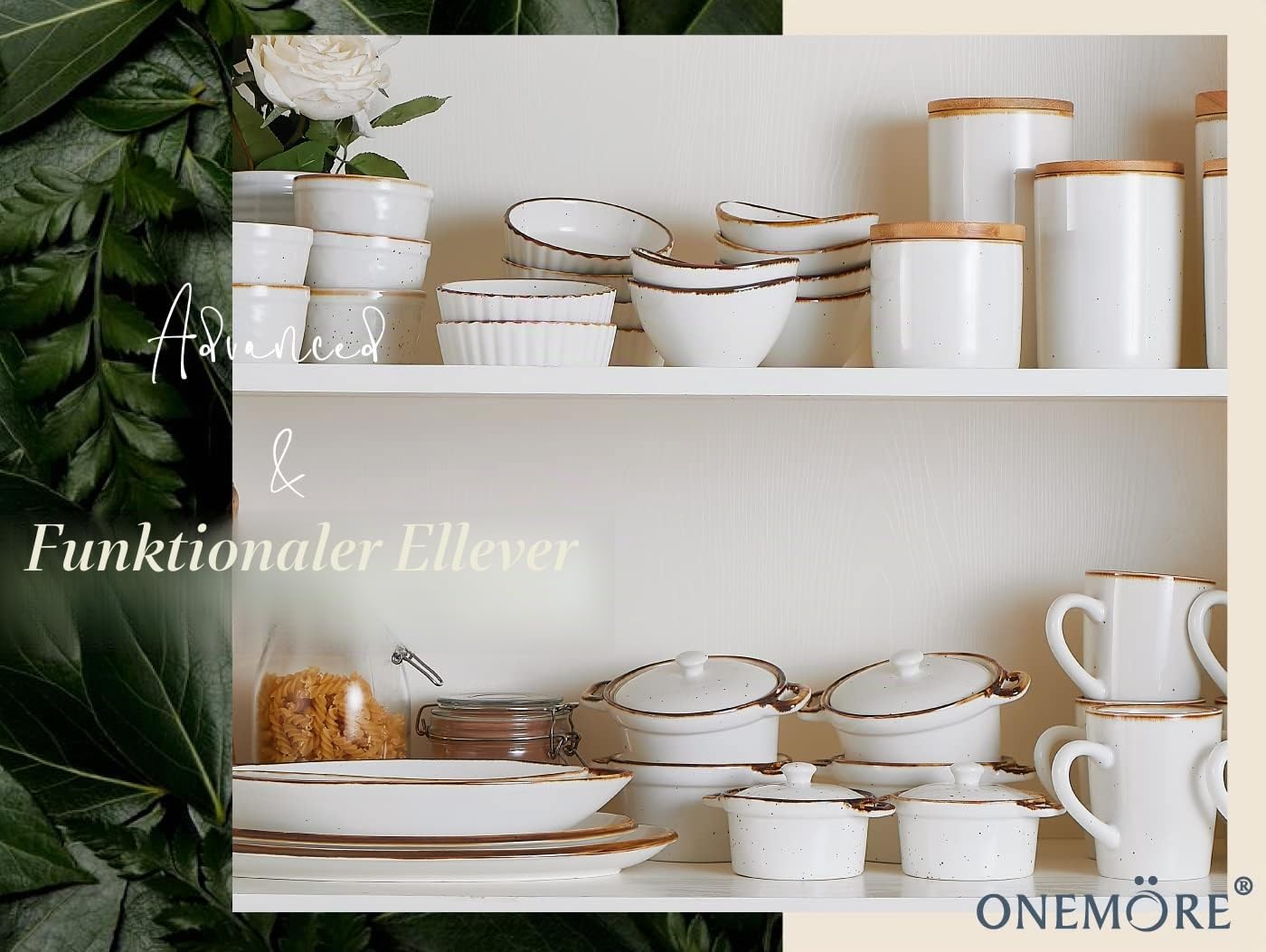 ONEMORE Ofenfestes Keramik-Auflaufförmchen mit Deckel, 170 ml, gesprenkelte Mini-Dutch Oven Cocotte, 4er-Set für französische Zwiebelsuppe