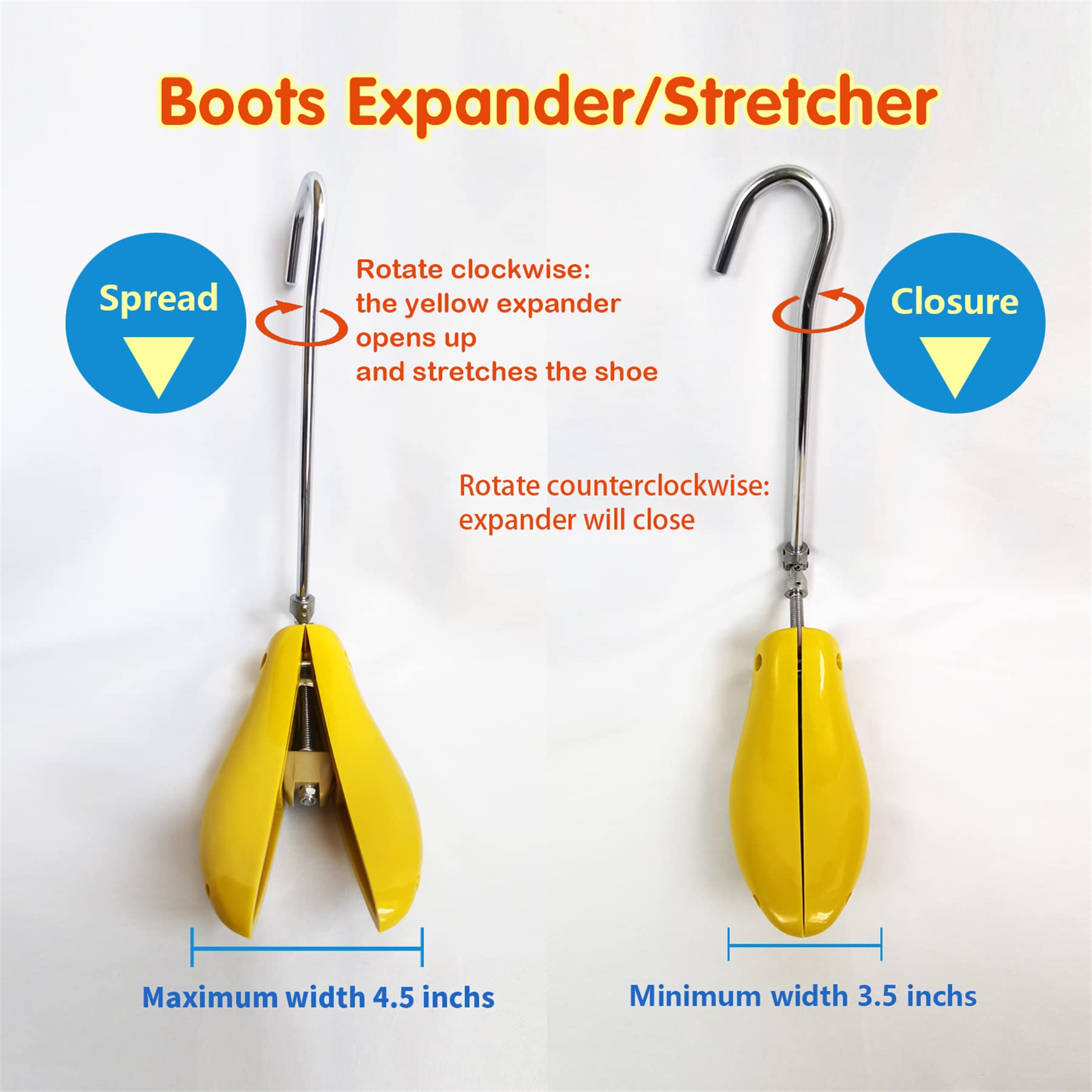 Stiefelspanner für Cowboy-Stiefel, Stiefeldehner für dicke Füße und breite Füße, Cowboy-Stiefel-Stretcher, Schuhdehner, Damen für hohen Spann und breite Zehenbox, Dehnung Arbeitsstiefel, gelb, Medium