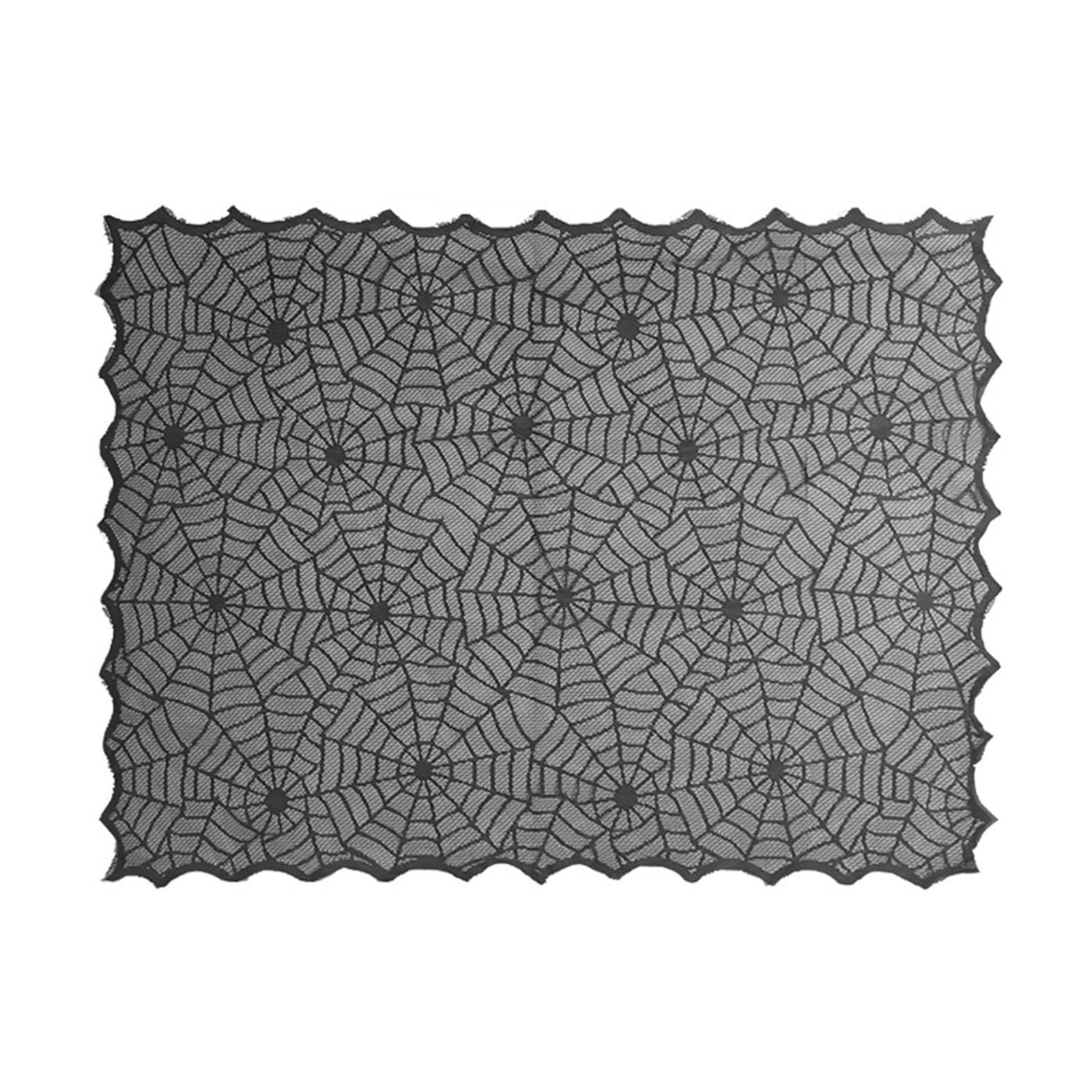 Kalttoy Scary Halloween Table Cover, 32x41inch Rectangles Festival Black Lace Tablecloth Decoration for Festives Occasion Spiderweb Bat Tablecloth