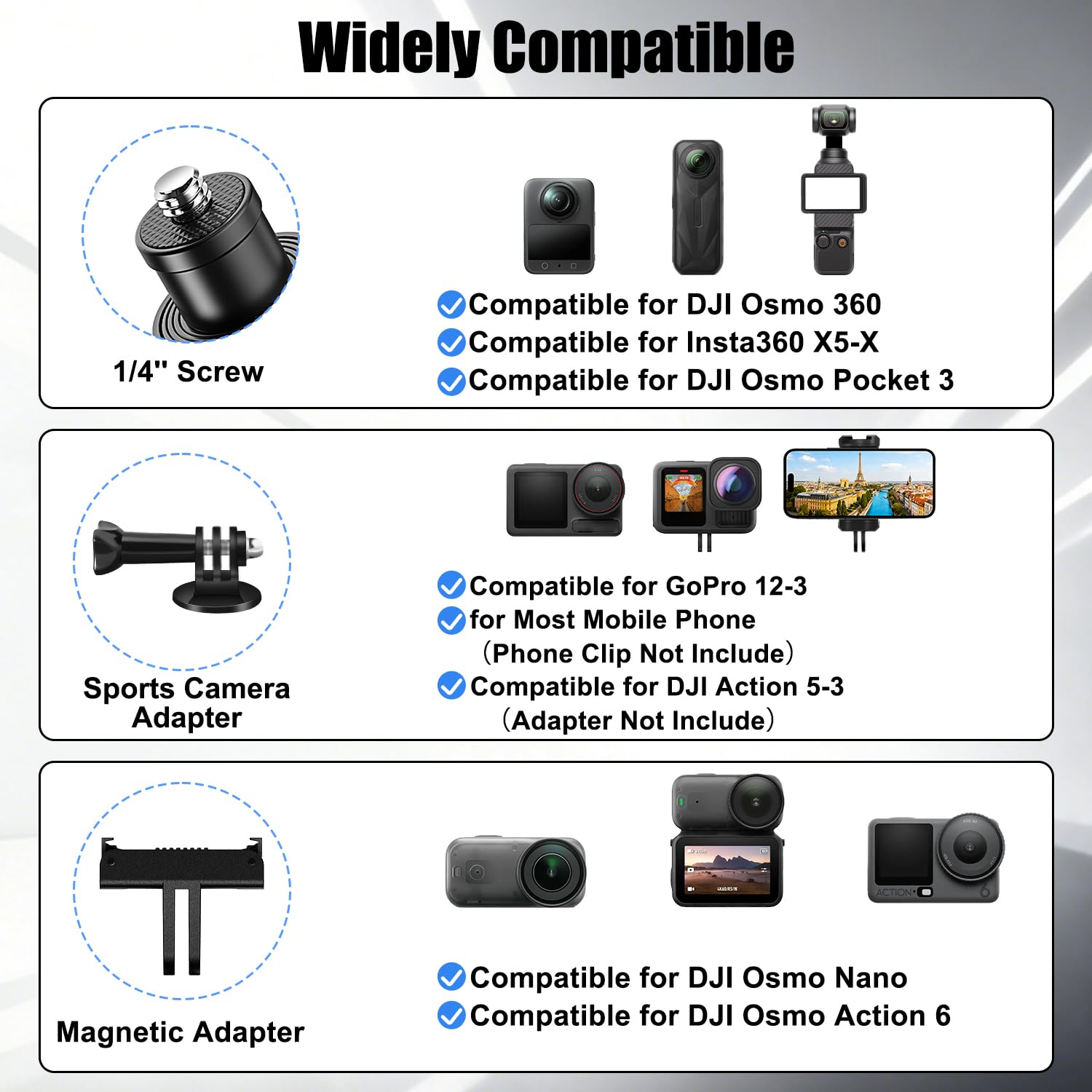 51" Selfie Perche avec Adaptateur Compatible avec DJI Osmo Nano Accessoires | Extensible Pôle, Magnétique Rapide Fixation Adaptateur Compatible avec DJI Osmo Nano, 1/4" Pince pour L’écran Vlog Vidéos