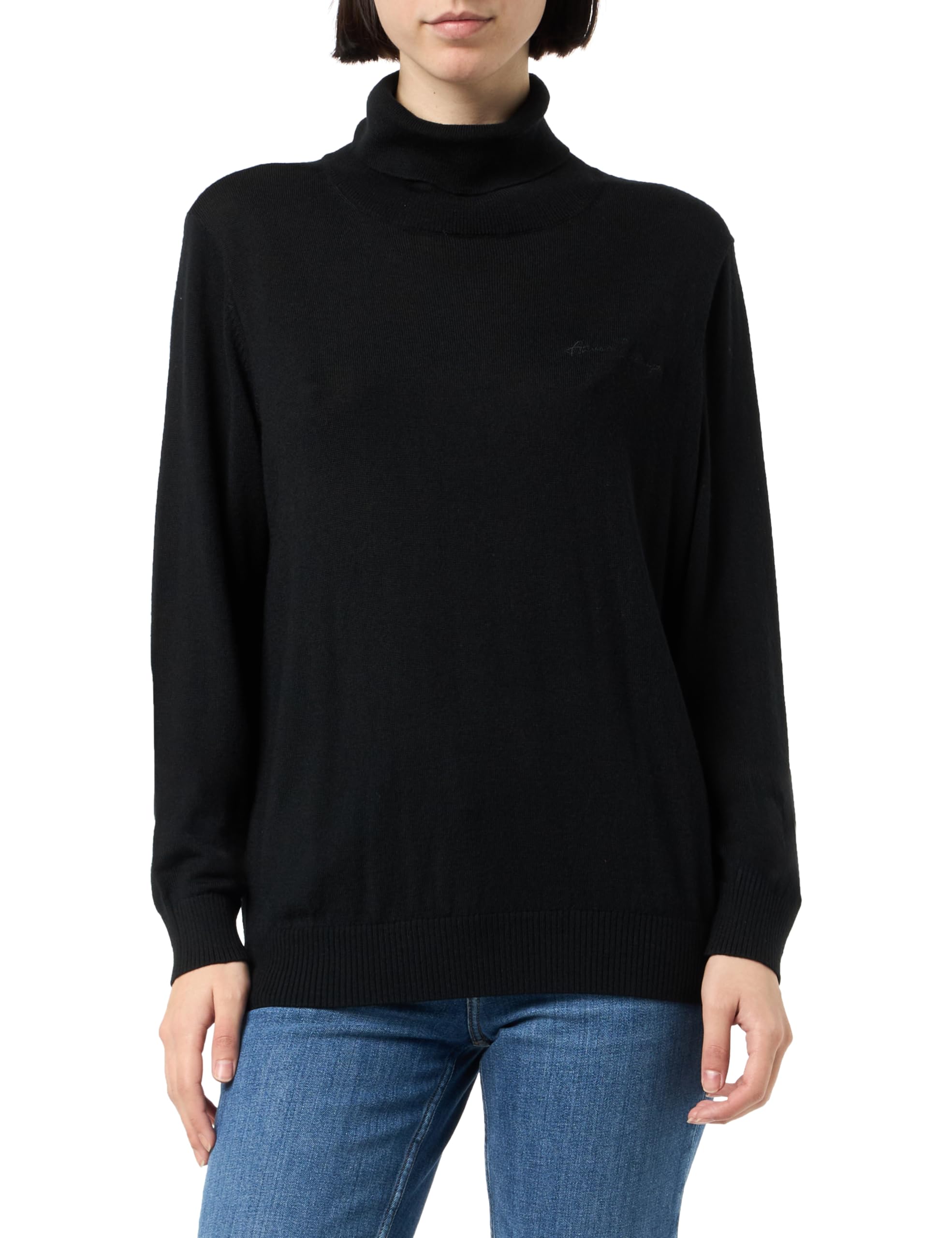 Armani Exchange Women's Black Turtlenecks, L, Dolcevita Turtleneck