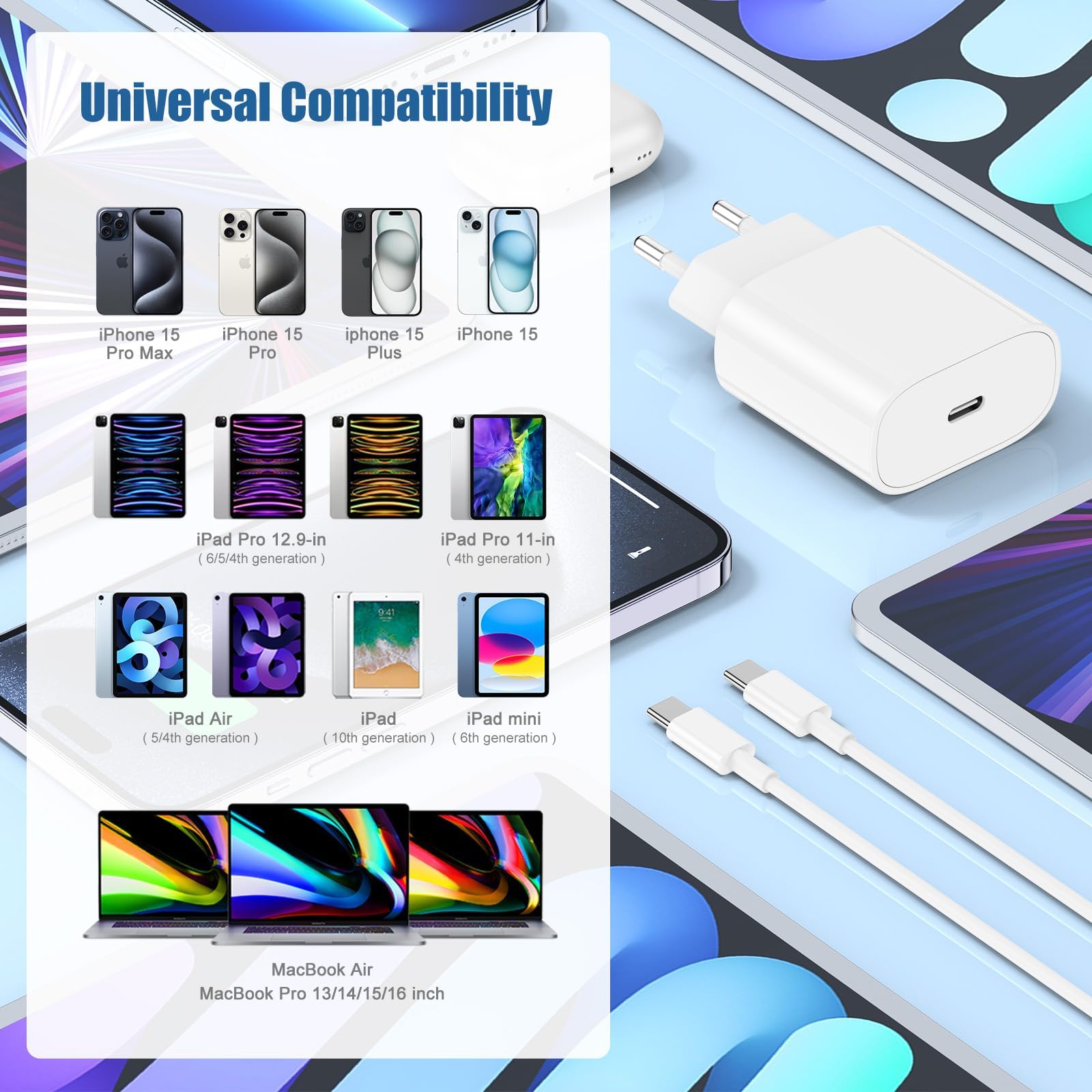 Caricatore USB C Rapido per iPhone 16 15 Pro Max/15 Plus, 20W Caricabatterie iPhone 16 Caricatore USB C Rapido per iPhone 16 15 Pro Max/15 Plus, 20W Caricabatterie iPhone 16