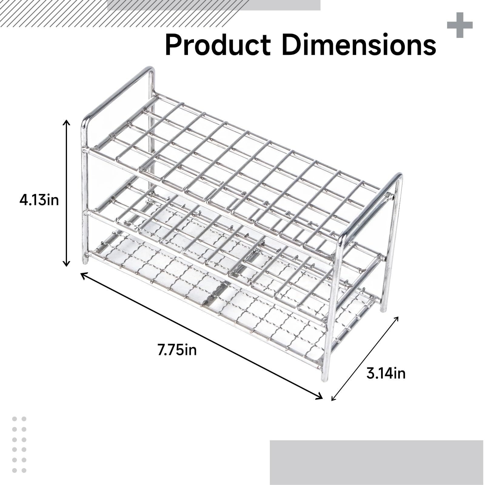 Edelstahl Reagenzglasständer, 16 mm, 40 Löcher, Laborhalter für 15 mm Reagenzgläser, leicht zu reinigen, offene Ablage, für Labor und Präsentation