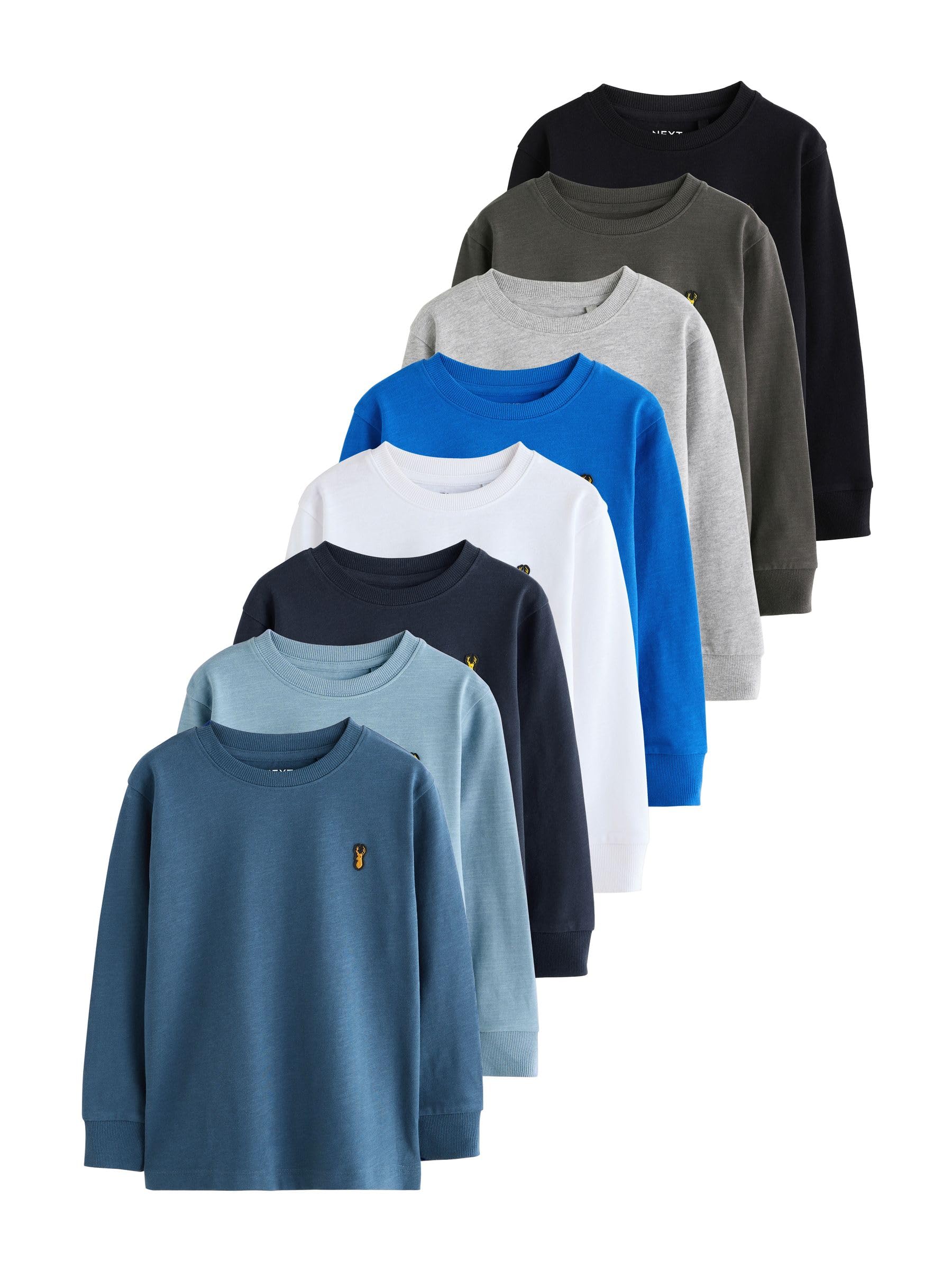 NEXT Jungen Gemütliche Langarmshirts im 8er-Pack mit Hirschlogo