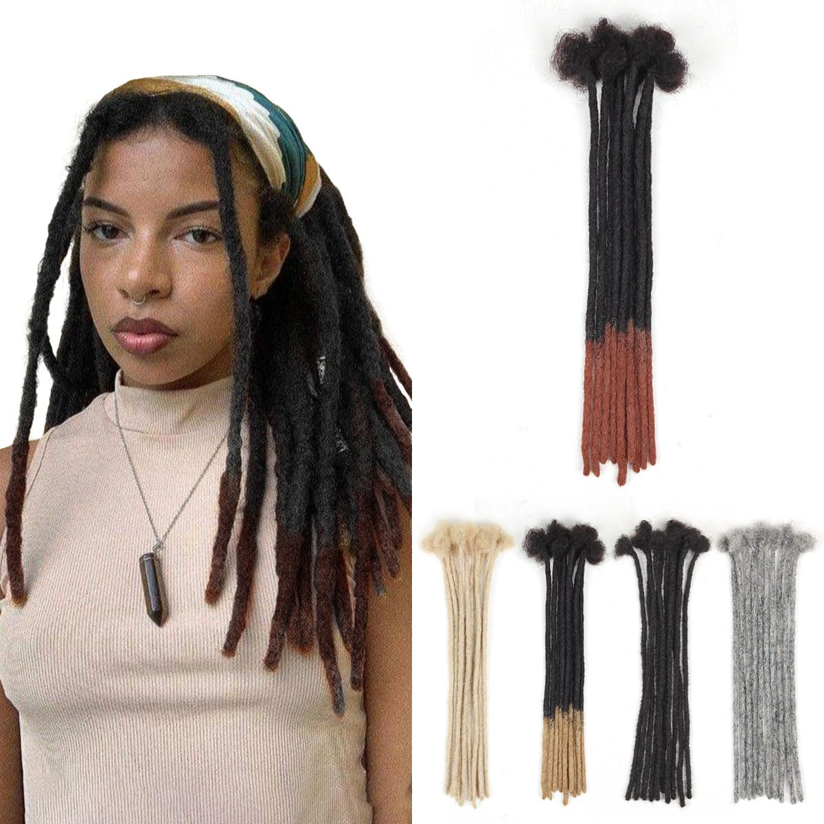 12 Inch 40 Strands Loc Extensions Human Hair, 0.6cm Pencle Size Dreadlock Extensions Human Hair for Women Men Full Handmade Permanent Dreads Locs(1B/30)