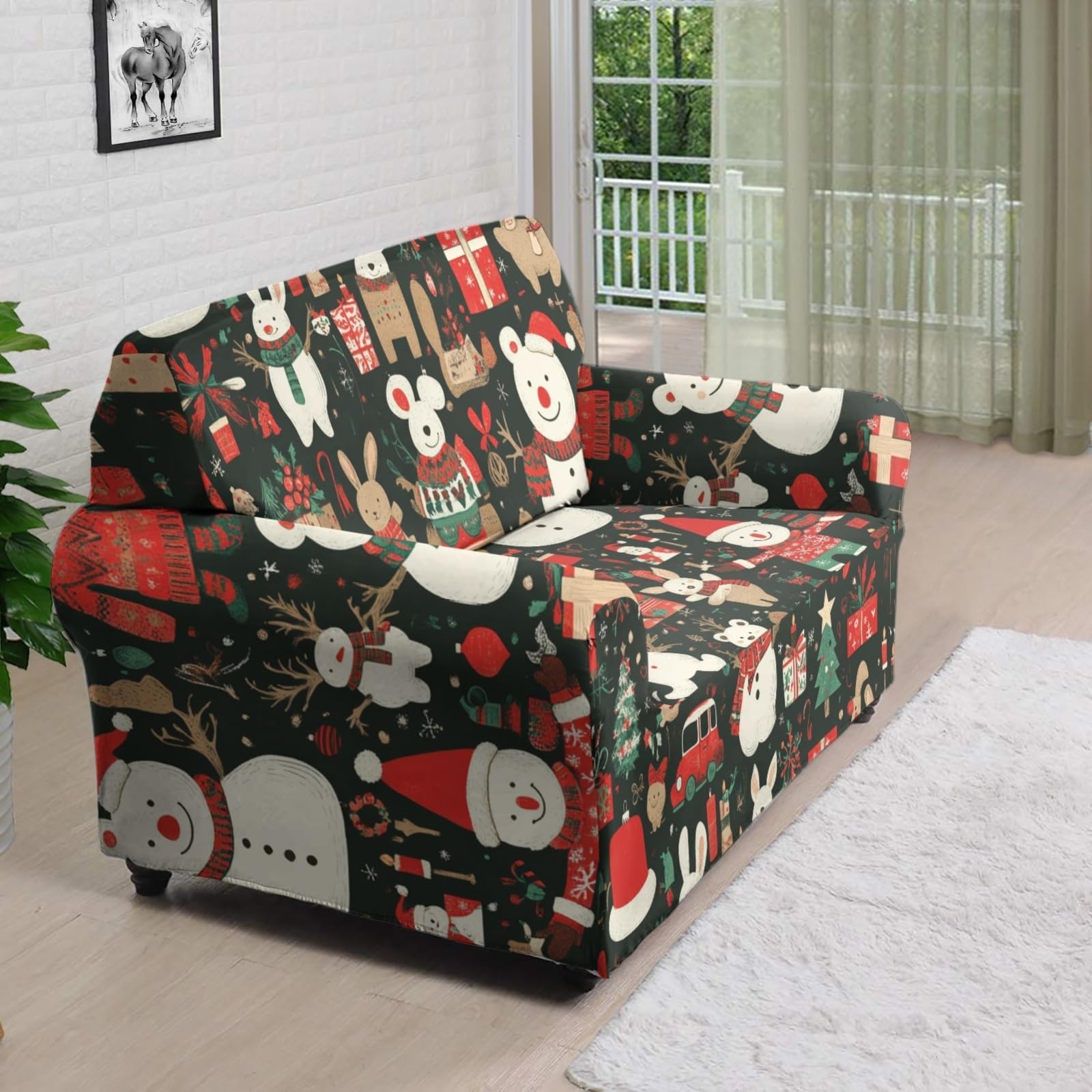 Housse Canapé 3 Places Art Abstrait Housse Canapé Extensible 1 Places,avec Accoudoirs,Super Élastique Sofa Cover,Antidérapante,Antisalissure,Lavable