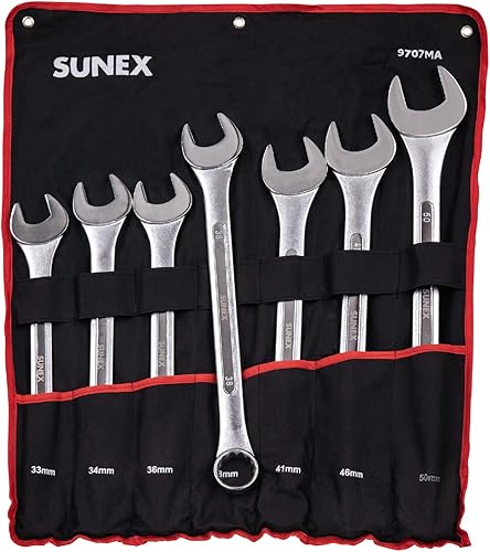 Miniatura 5 de Sunex Tools 9707 - Llave de fracción jumbo, juego de 7 piezas, acero al cromo molibdeno, rojo, negro