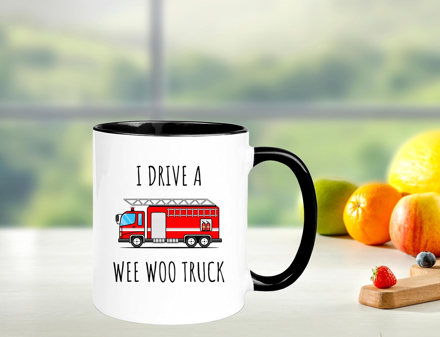 Funny Firefighter Mug, I Drive a Wee Woo Truck, Fire Department, Gift for Firefighter Graduation, 11oz Ceramic Coffee Mug/Tea Cup - Image 4