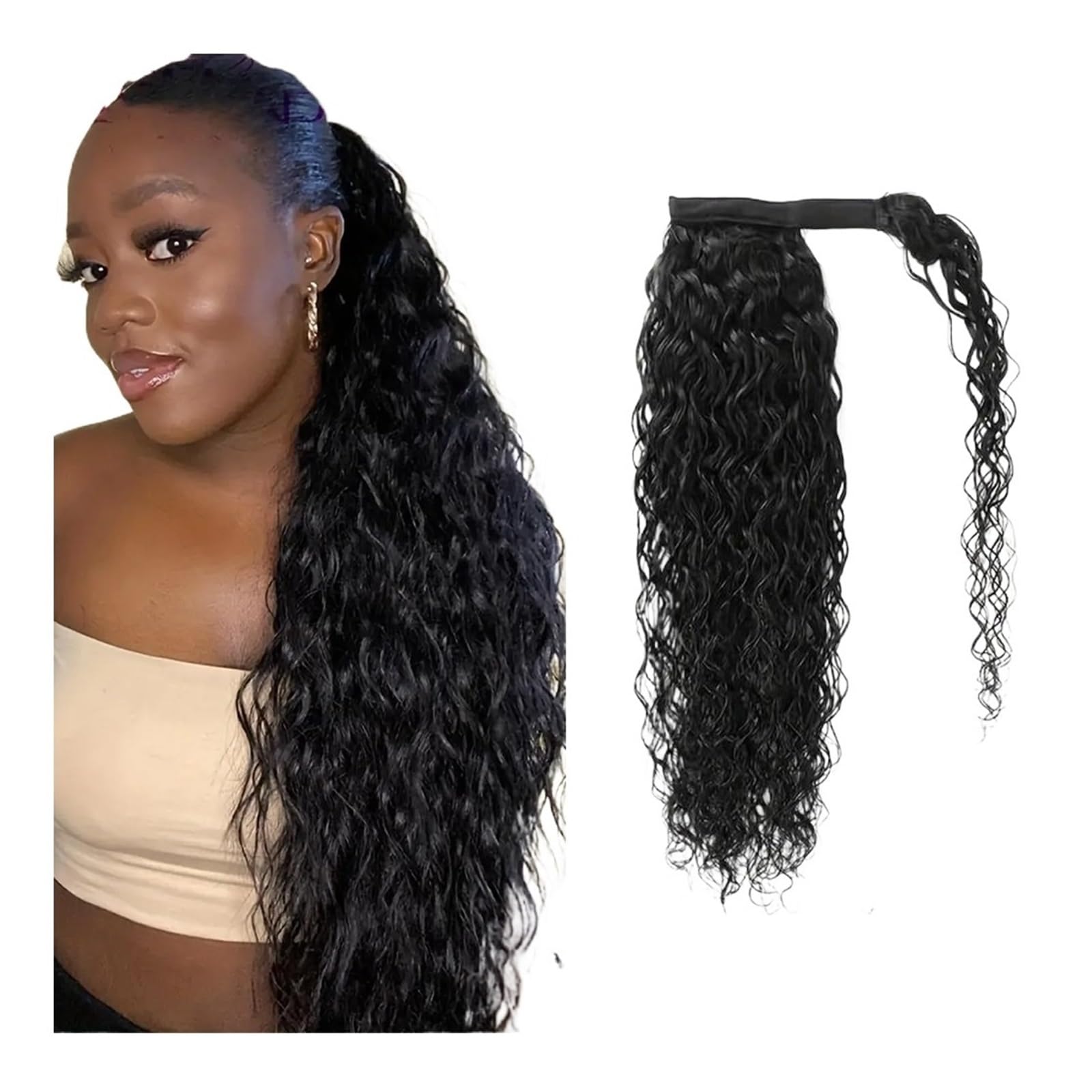 Extension queue de cheval cheveux fins solution volume ondulé naturel 75cm - 6