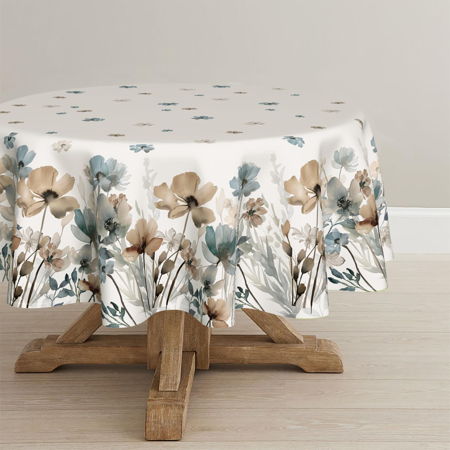 Photo 1 of Horaldaily Watercolor Flowers Tablecloth 60x60 Inch Round