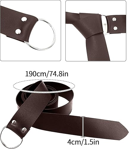 Miniatura 6 de Cinturón de piel sintética de caballero medieval para hombre, chal renacentista de medio hombro, bufanda, brazaletes de hebilla, disfraz de Halloween