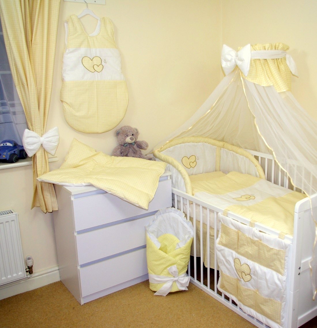 Juego de ropa de cama 17 Piezas para Cuna 120x60 cm Baby's Comfort (7.Cuadritos crema)