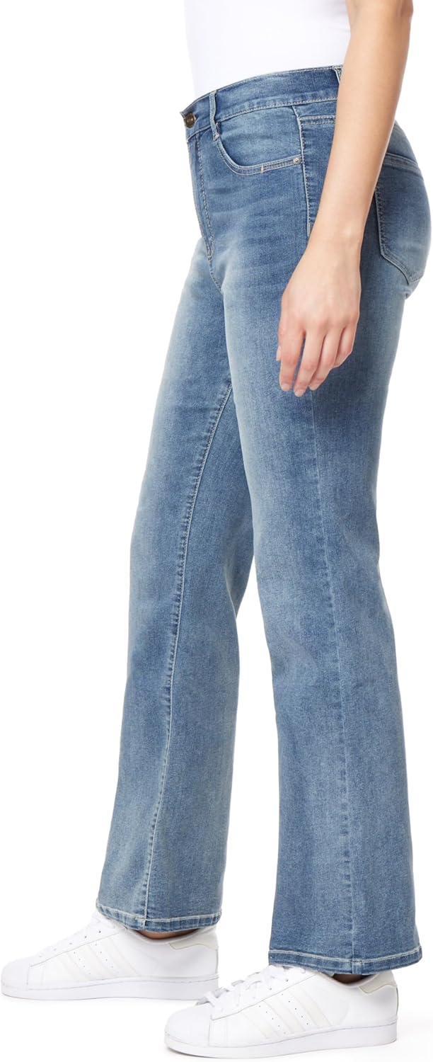 WallFlower Women's Juniors InstaVintage Fearless Curvy High-Rise Stretch Flip Flop Flare Ankle Jeans - Image 2