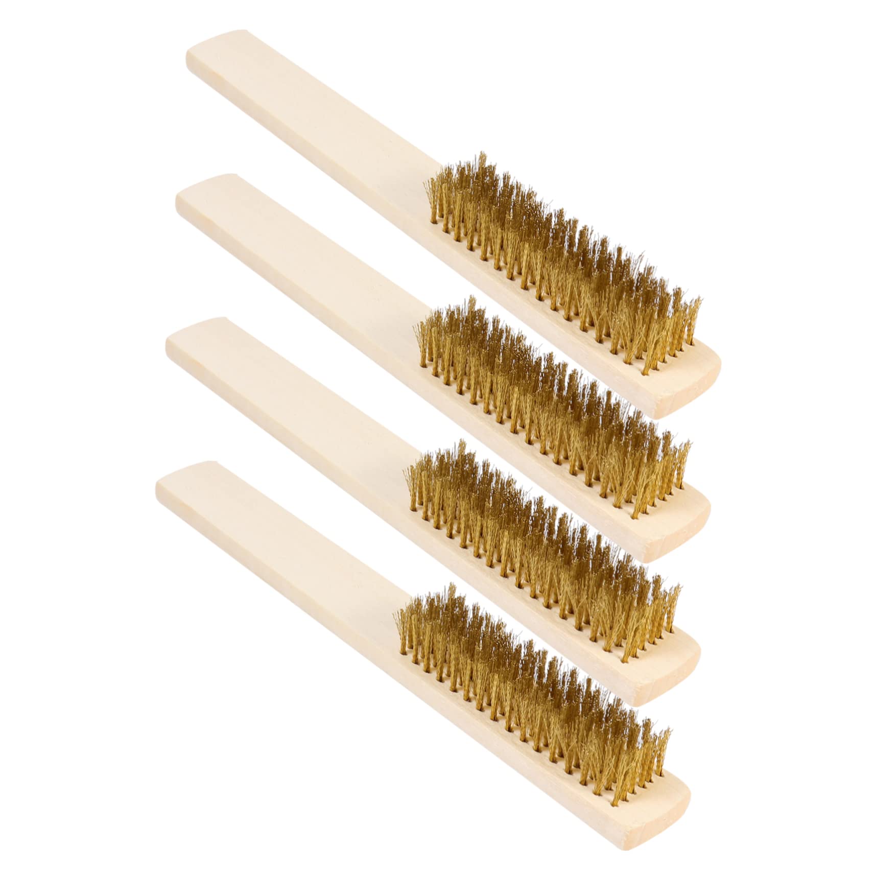 KICHOUSE 4pcs Copper Wire Brush Set for Rust Removal Multi-Function Cleaning Brush for Household Use Machine File Brush Tool for Mechanics Woodworkers