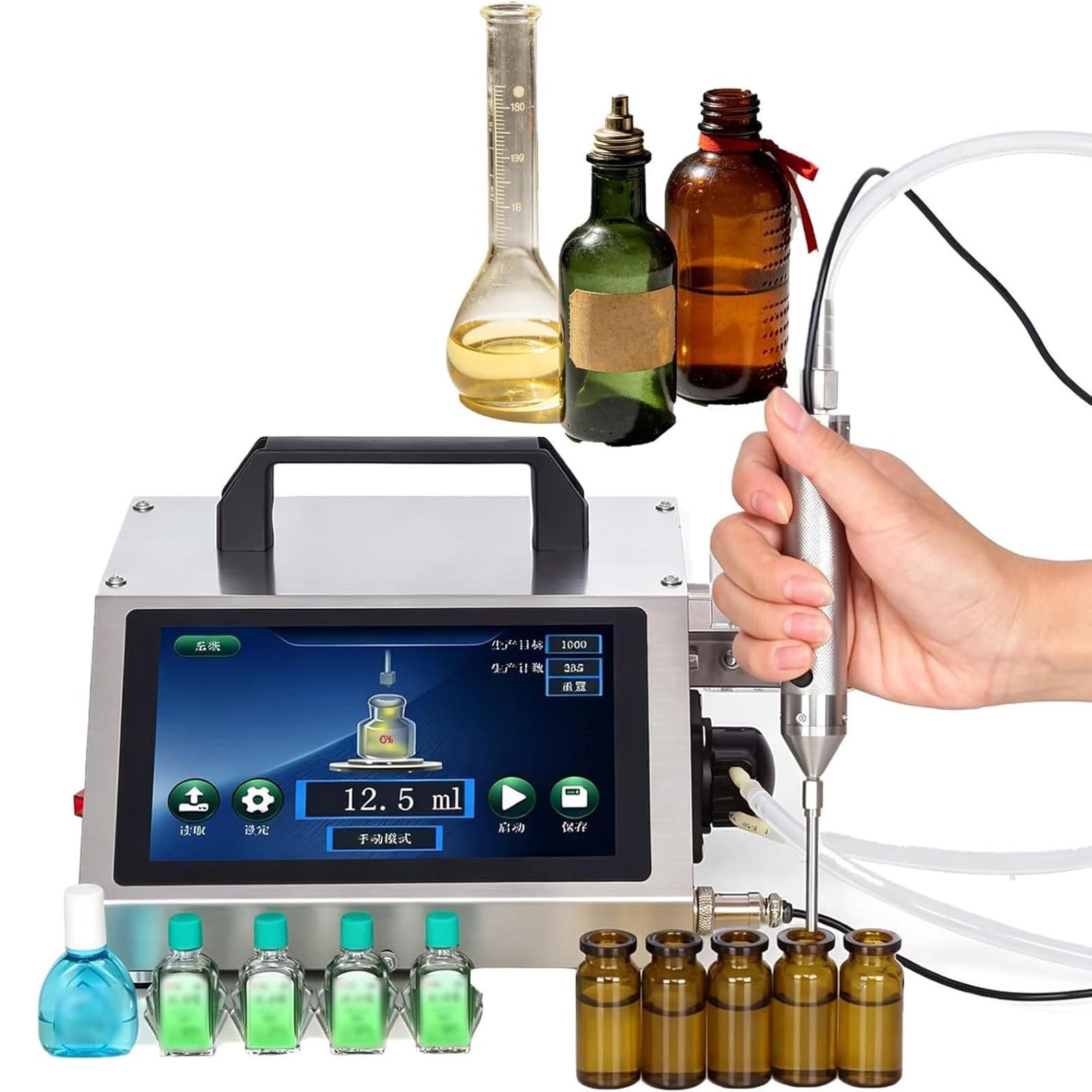 Piccola Macchina Riempitrice Per Flaconi, Piccola Riempitrice Per Bottiglie, Riempitrice Automatica Per Bottiglie Liquidi, 1–30 Ml / 1–100 Ml, Tre Modalità, Piccoli Lotti Ad Alta Efficienza HD1380