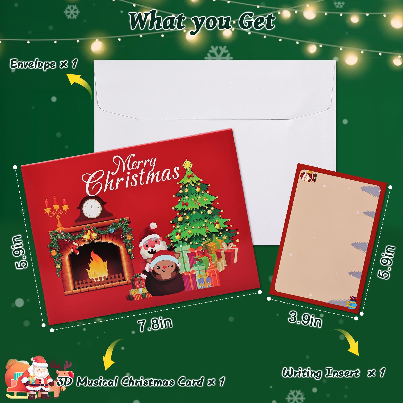 Carte De Vœux 3D Noël Musicale Et Lumineuse - Pop-up, 20x15 Cm, Pour Famille, Amis, Épouse, Parents - 5