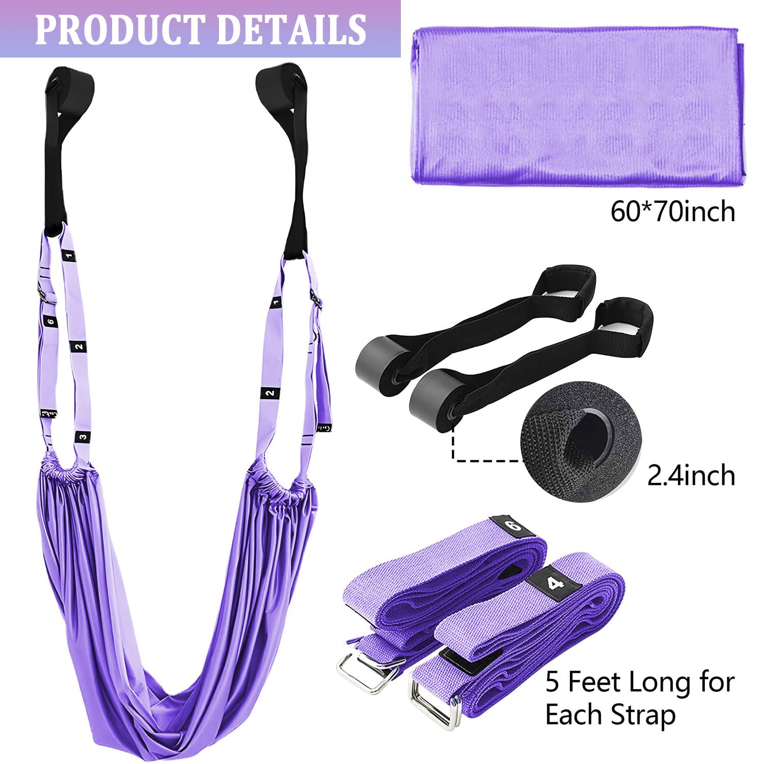Correa de estiramiento de piernas ajustable para entrenador de cintura, estiramiento de puerta, flexibilidad entrenador de tracción con bolsa de transporte, doblado en la espalda, ir boca abajo para