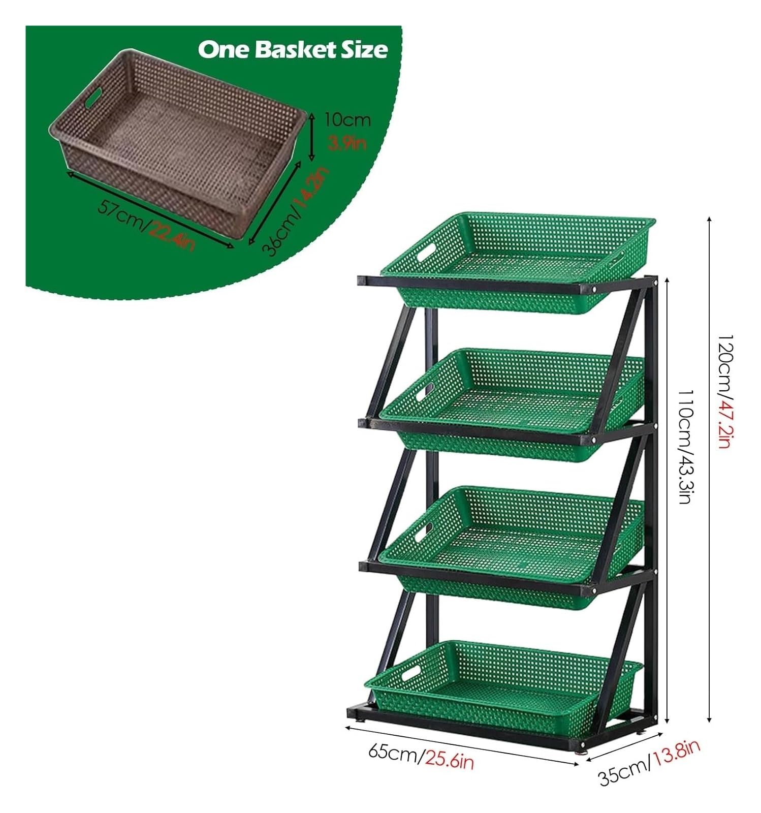 Generico Espositore per Caramelle e Snack - Organizzatore da banco per minimarket - Contenitore per Patatine, Bevande, Pane, Frutta e Verdura (Verde, 65x35x110 cm)