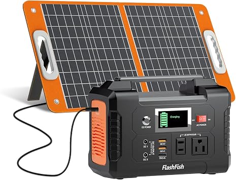 Solar Generator With Solar Panel Included, FF Flashfish 151Wh Portable Power Station+60W Solar PanelDC/USB-A/USB-C Output, Backup Power Battery And Solar Panel Kit For Home Blackout/RV/Camping