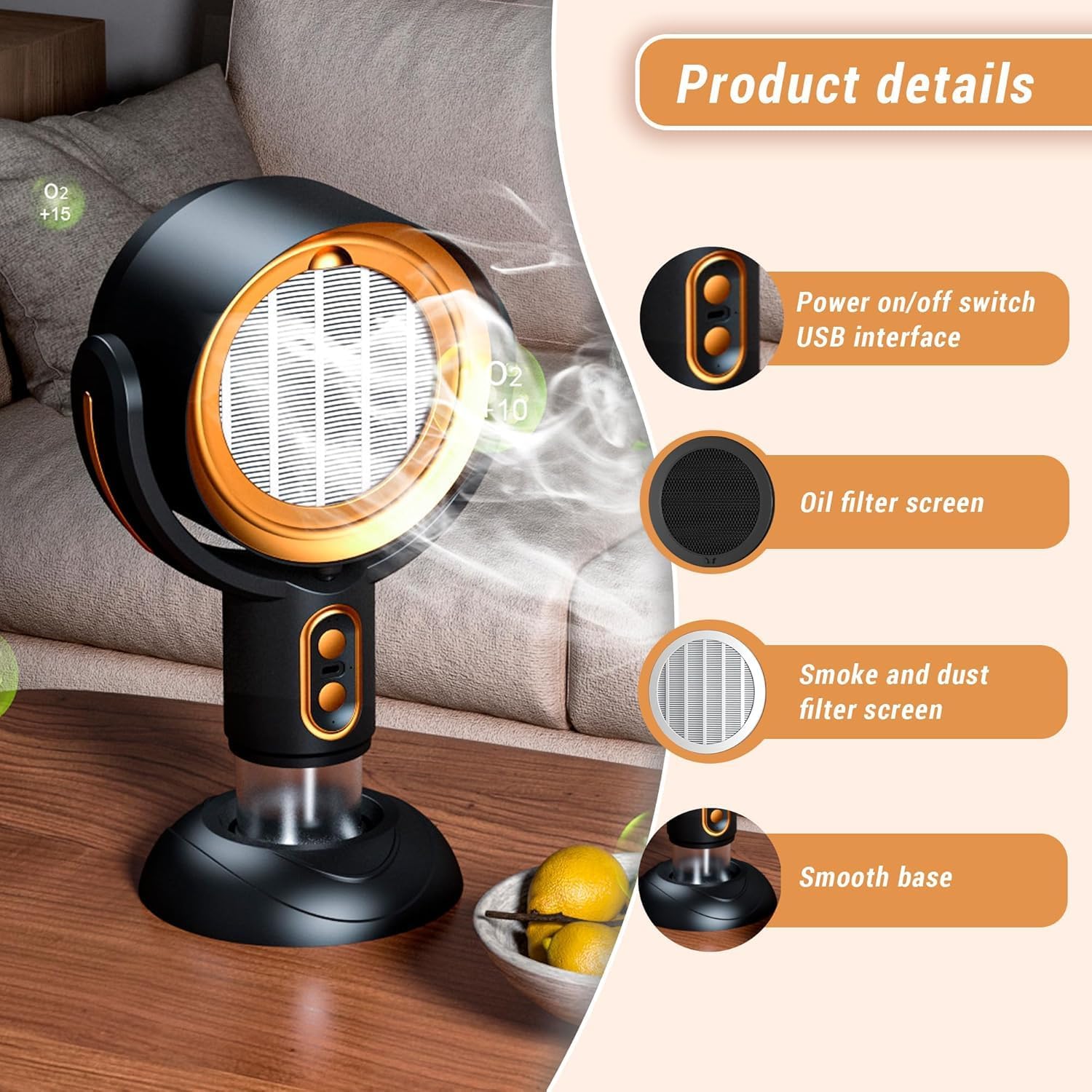 Smoke Buddy – Smoke Purifier for Smoking Indoors, Portable Rechargeable Smoke Fan for Smoking Indoors with Removable Washable Filter – Eliminates Smoke & Odors for BBQ & Hot Pot (purple,rechargeable)