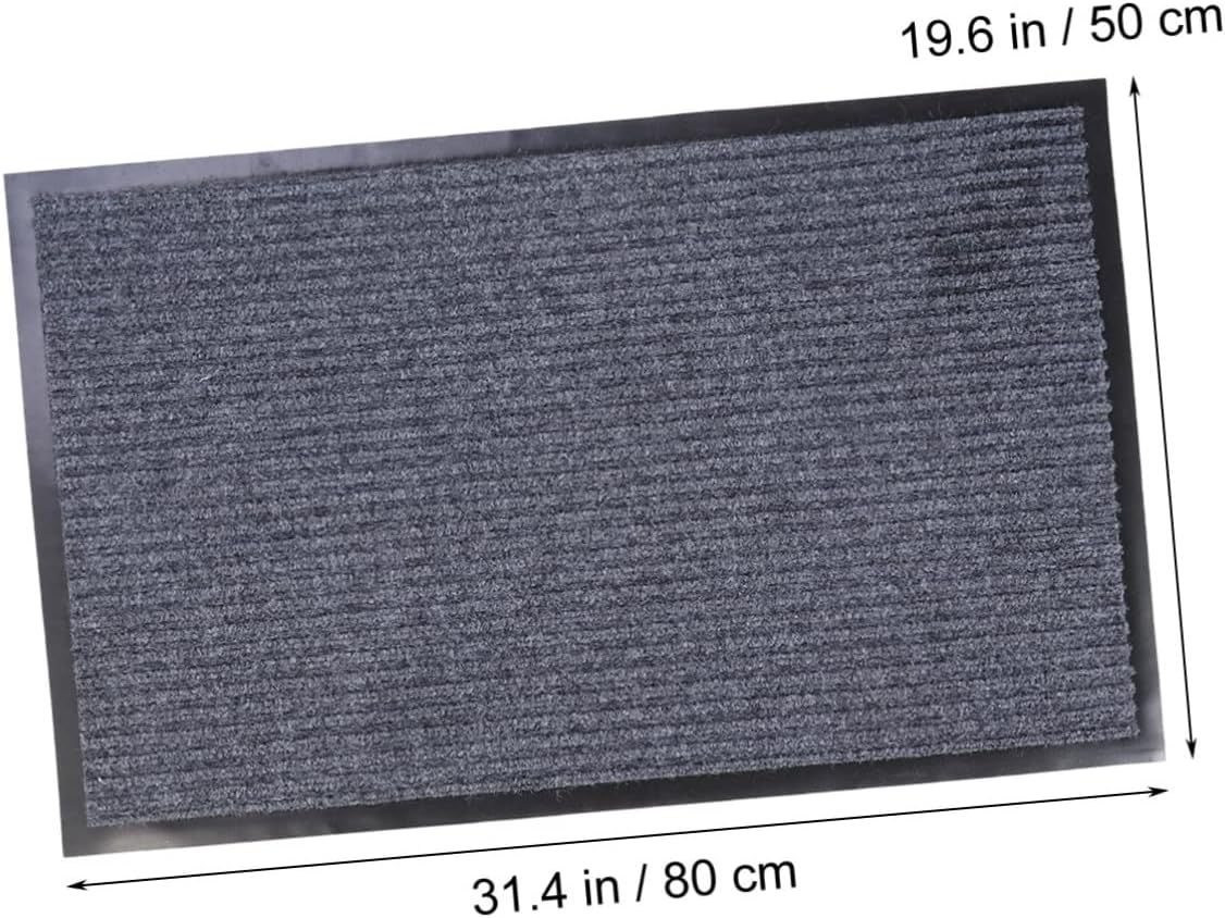 BESPORTBLE 50x80cm Double Stripe Home Doormat Non-Slip PVC Carpet Mat Waterproof Thicken Mat for Kitchen Bathroom Entrance (Grey)