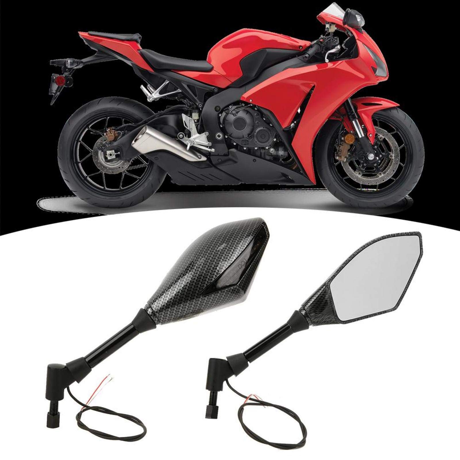 Indicatore di Direzione per Motocicletta Luce ABS Specchi Retrovisori Laterali a LED Neri con Indicatore di Direzione Indicatore di Direzione per Specchietti Laterali per Moto Manubrio 10